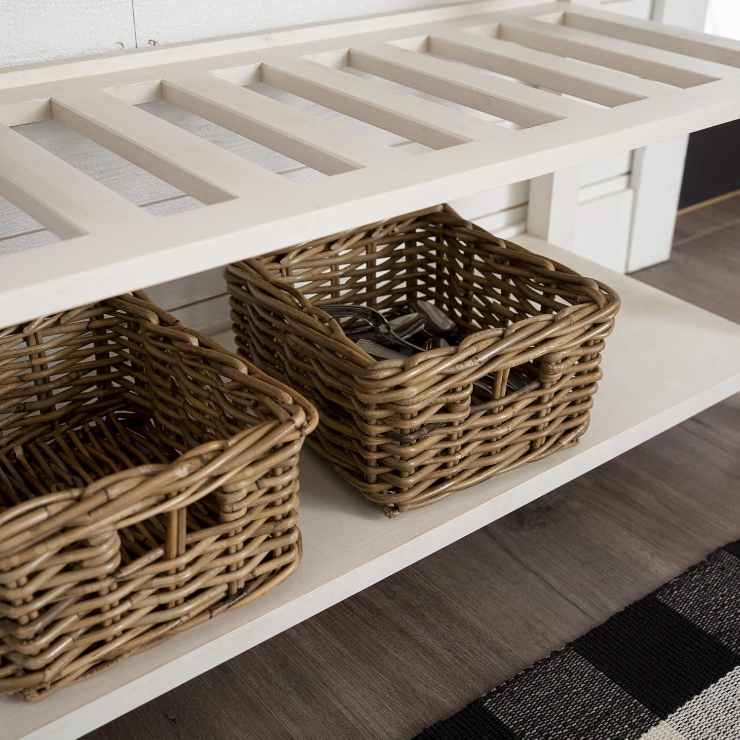 Walker Edison Modern Farmhouse Wood Buffet Sideboard Entryway Serving Storage Cabinet Doors-Dining Room Console, 48 Inch, White