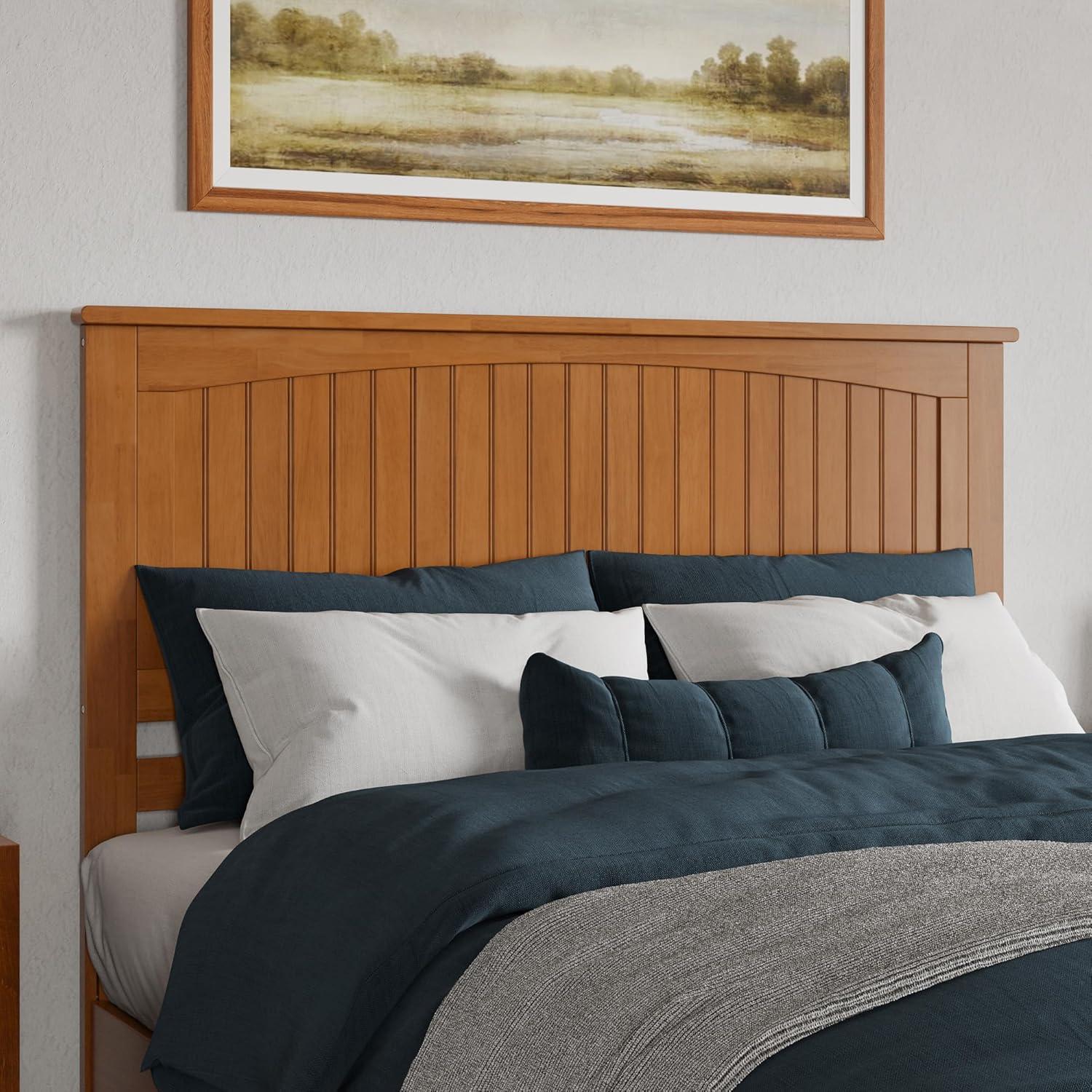 AFI Naples Queen Solid Wood Low Profile Platform Bed with Matching Footboard, Light Toffee