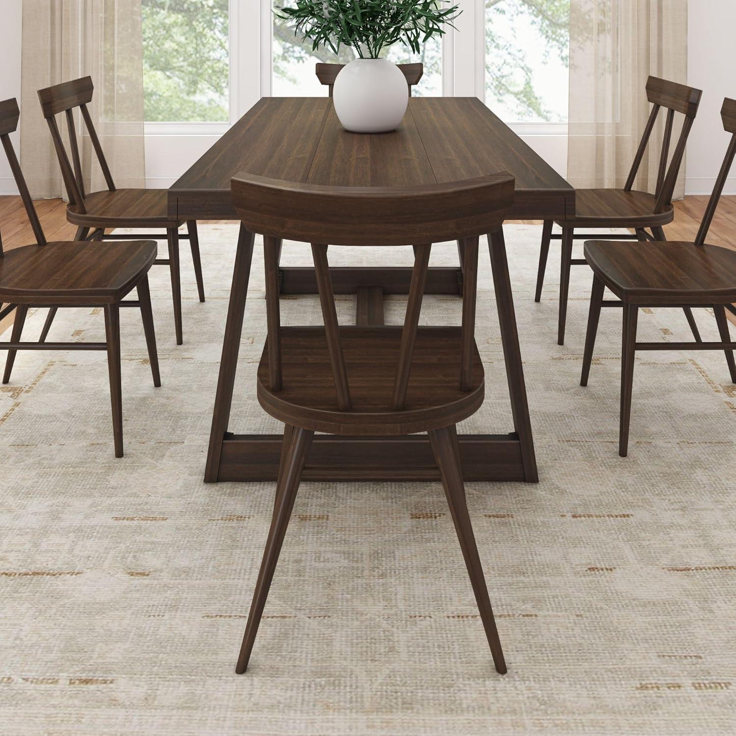 Plank+Beam Windsor Dining Chair Set of 2, Solid Wood Chairs for Kitchen, Office, Living Room,Walnut