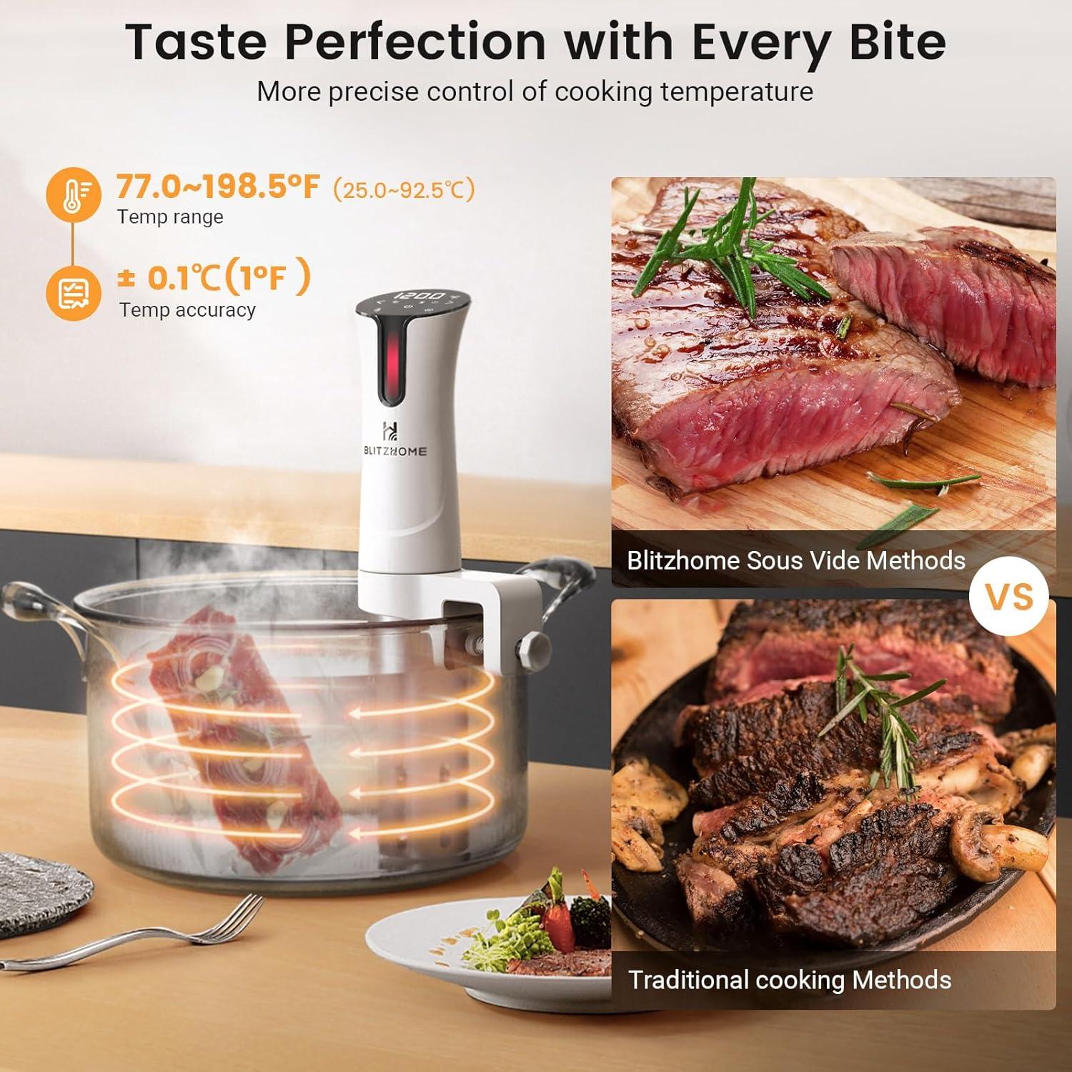 1100W Sous Vide Cooker with Temperature Setting, Timer, Breath Light Reminder Function