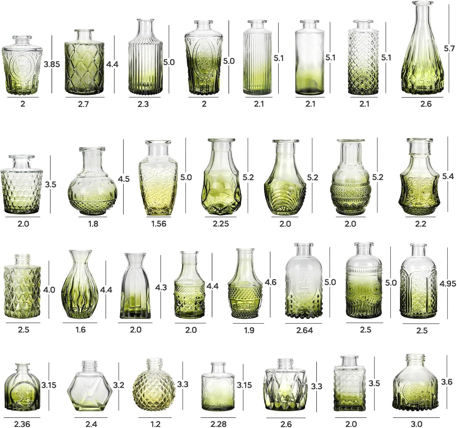 Bud Vases Set of 12, Small Glass Vases for Centerpieces, Small Flower Vases for Centerpieces, Vintage Mini Vase, Clear Bud Vase for Wedding Table Decor