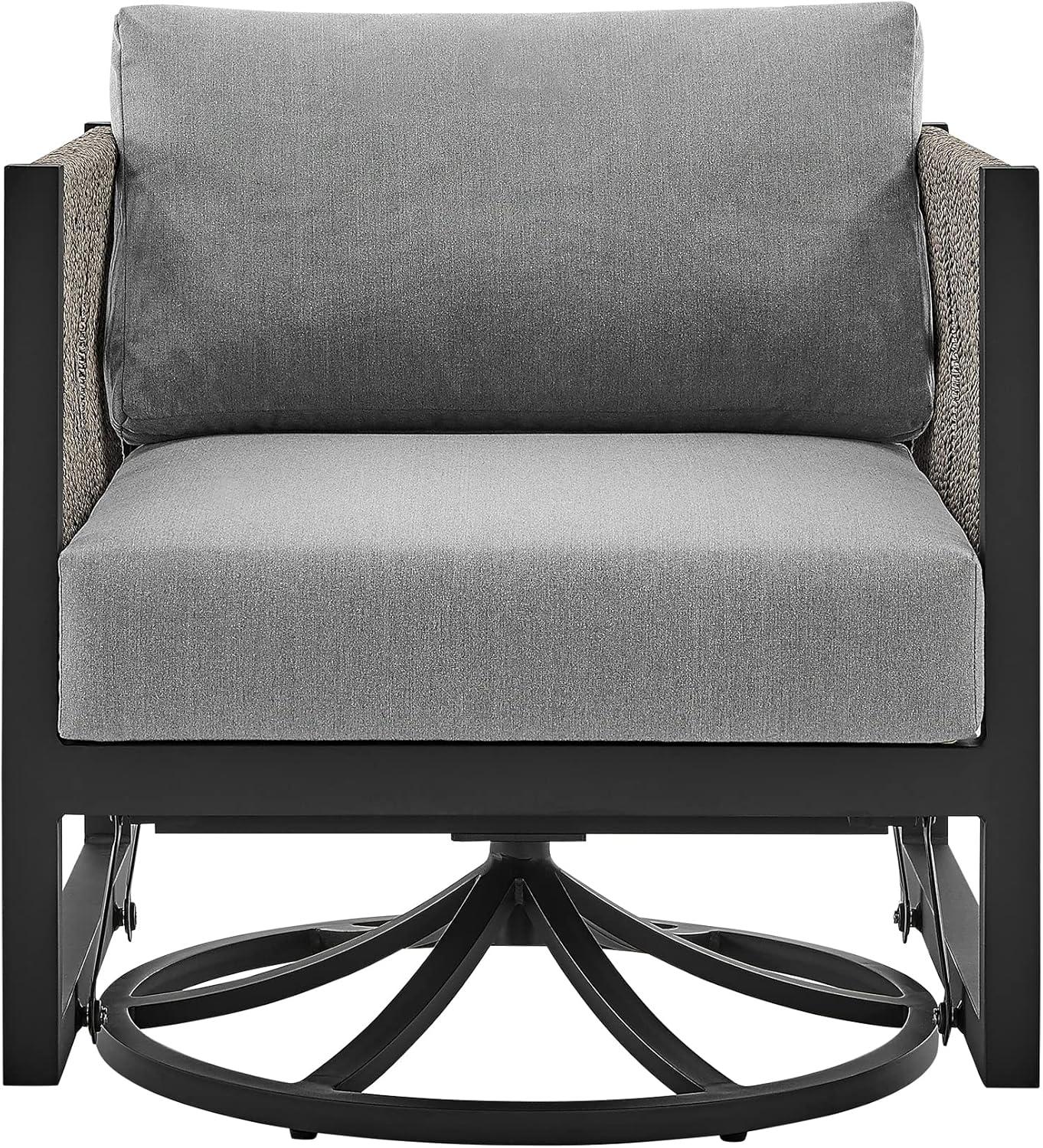 Armen Living Glider Upholstered Aluminum Lounge Chair, Black