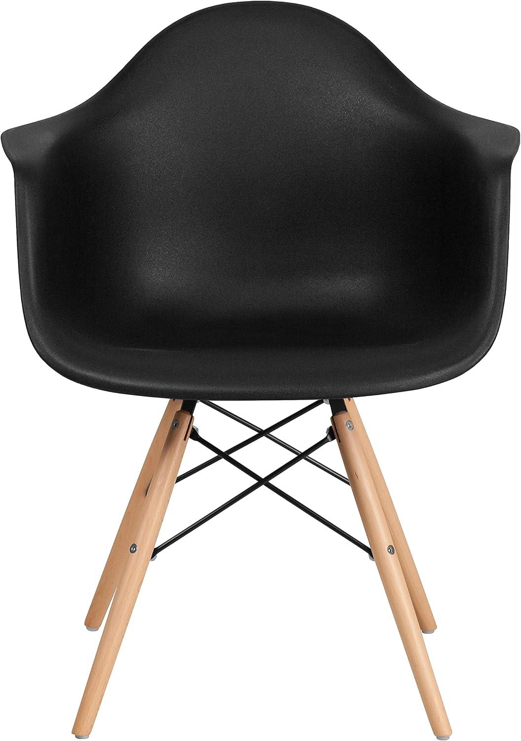 Flash Furniture 2 Pack Alonza Series Black Plastic Chair with Wooden Legs