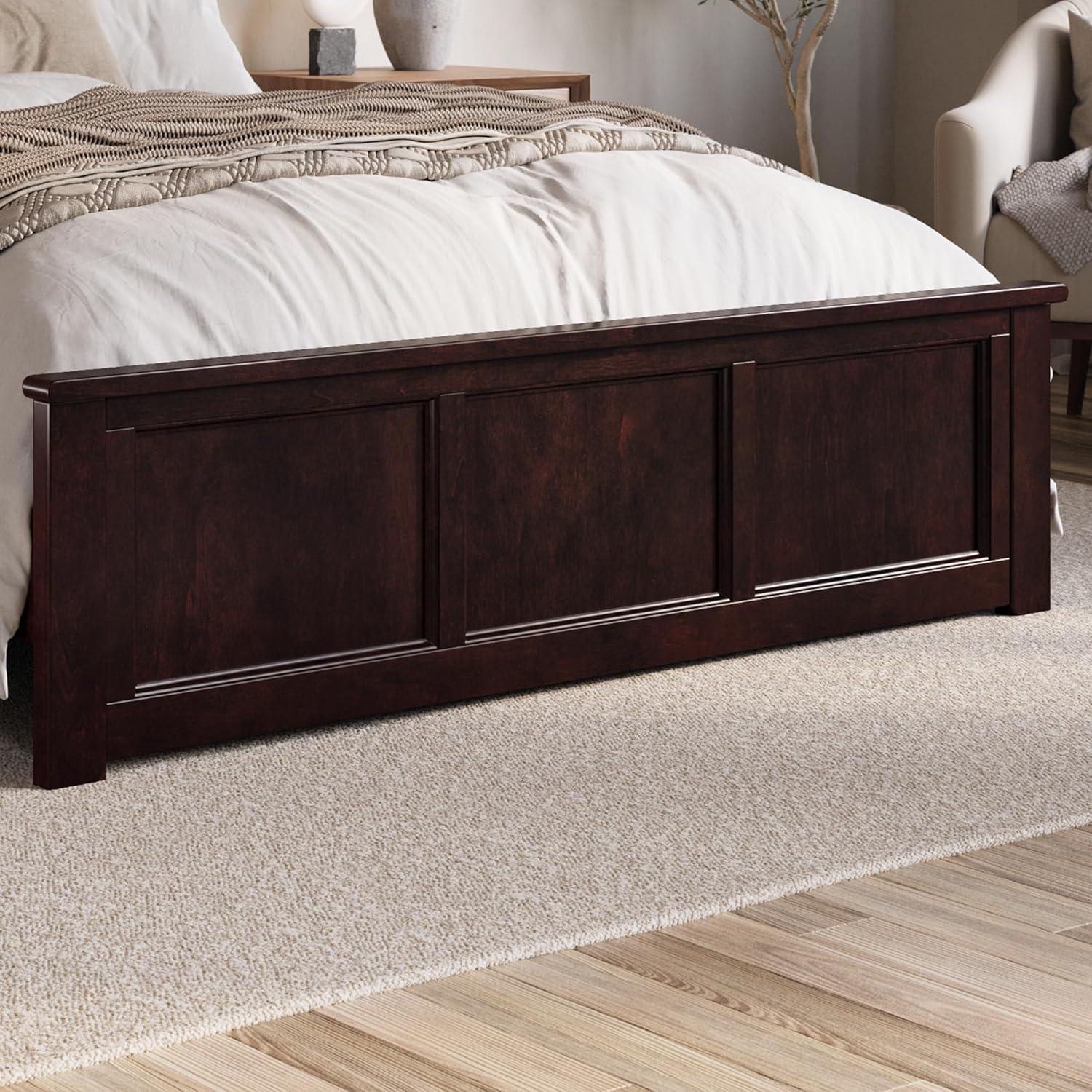 AFI Charlotte Queen Solid Wood Low Profile Platform Bed with Matching Footboard, Espresso