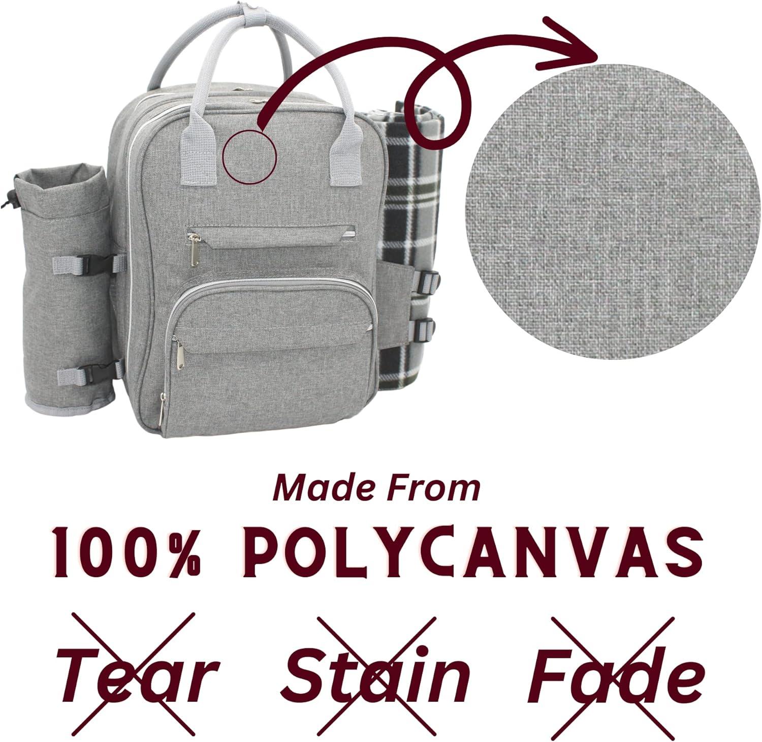 Picnic Backpack For Adventures, 12-In-1 Insulated Picnic Backpack For 4, Great Alternative To A Bulky Picnic Basket Set, Romantic Picnic Set For 4, Picnic Basket For 4, Picnic Bag