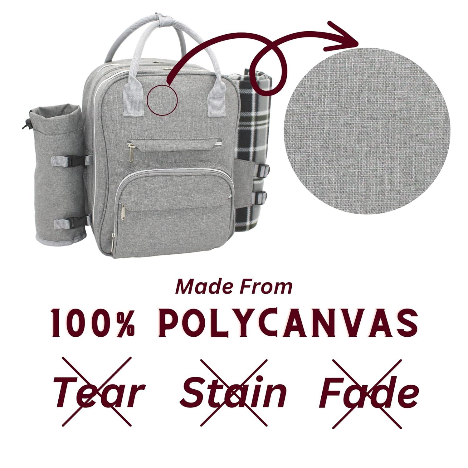 Picnic Backpack For Adventures, 12-In-1 Insulated Picnic Backpack For 4, Great Alternative To A Bulky Picnic Basket Set, Romantic Picnic Set For 4, Picnic Basket For 4, Picnic Bag