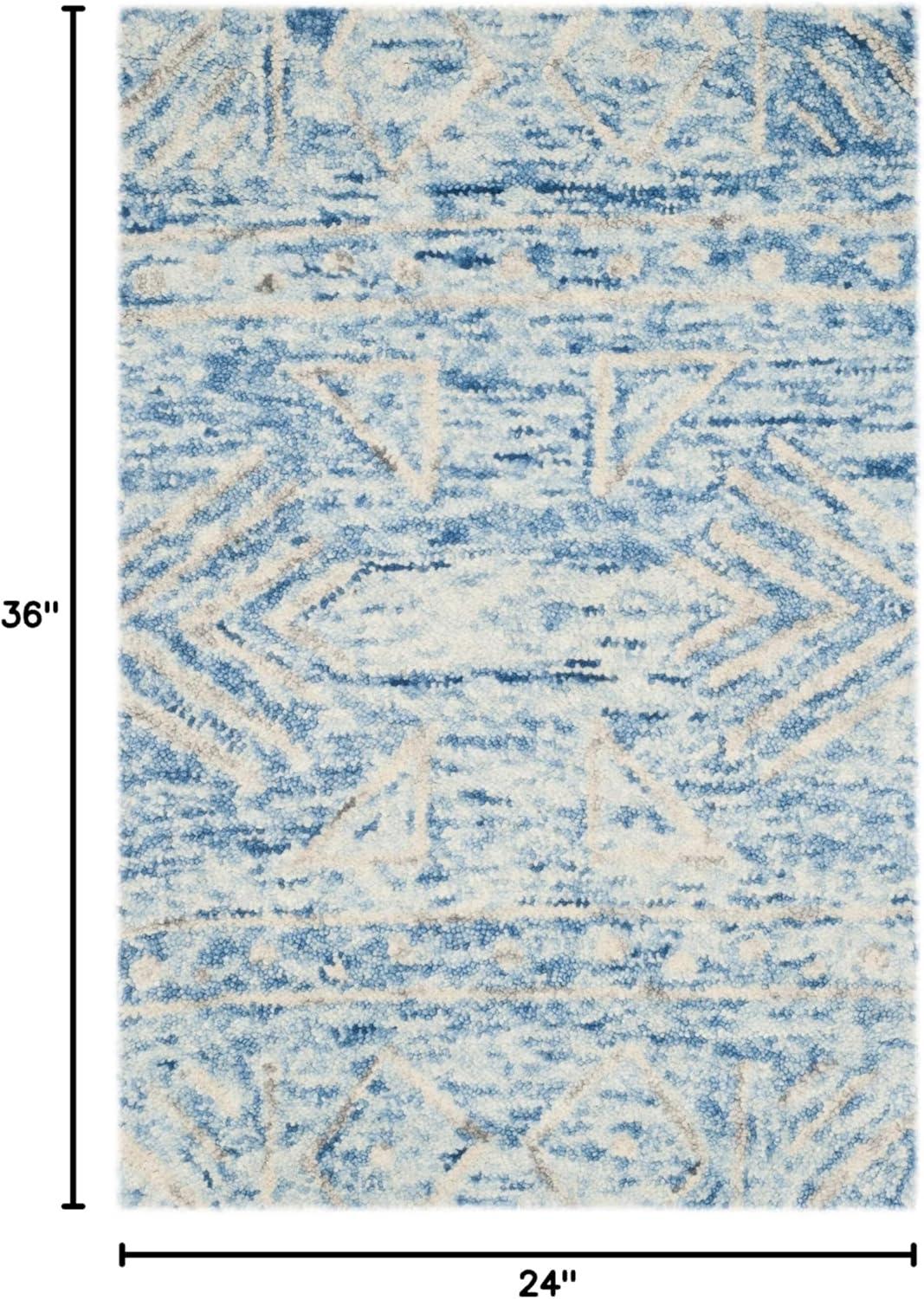 SAFAVIEH Chatham Jayden Abstract Wool Area Rug, Blue/Ivory, 2' x 3'