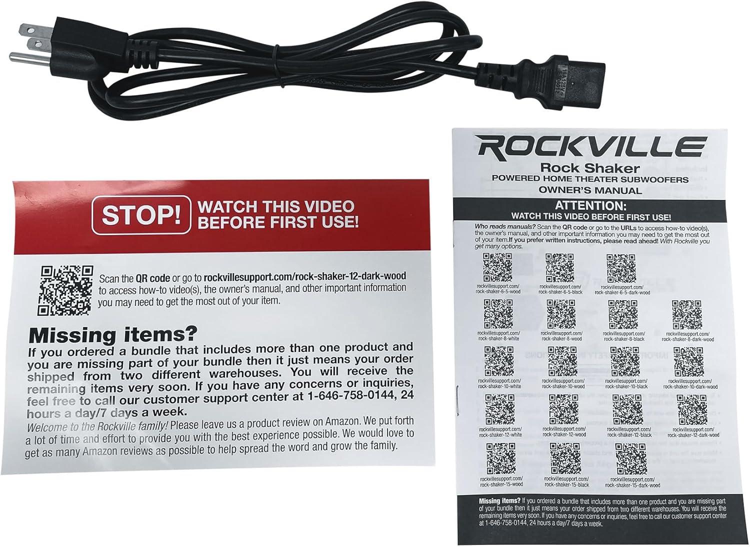 Rockville Rock Shaker Dark Wood 800w 12" Powered Home Theater Subwoofer Sub