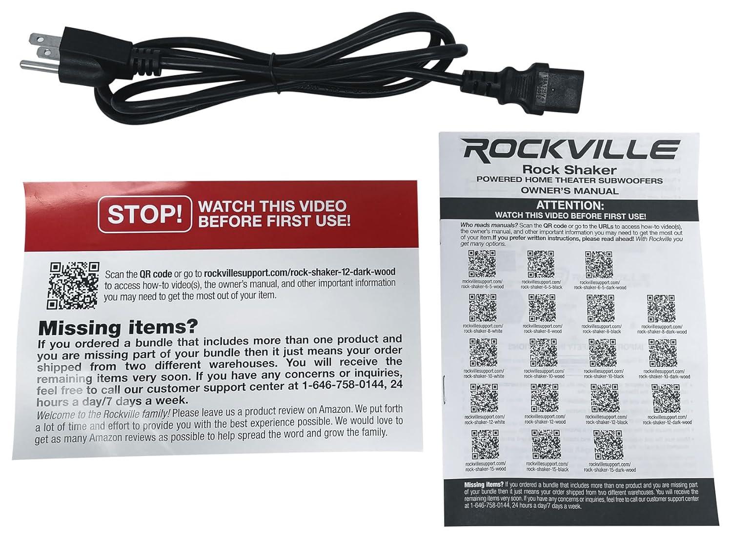 Rockville Rock Shaker Dark Wood 800w 12" Powered Home Theater Subwoofer Sub