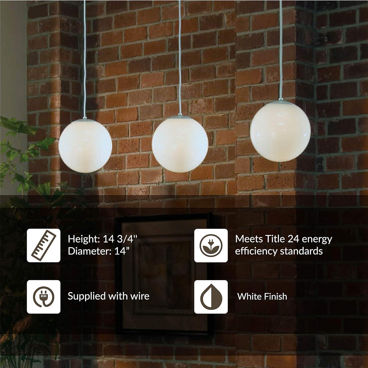 Elegant White Globe Pendant Light with Smooth Glass Diffuser