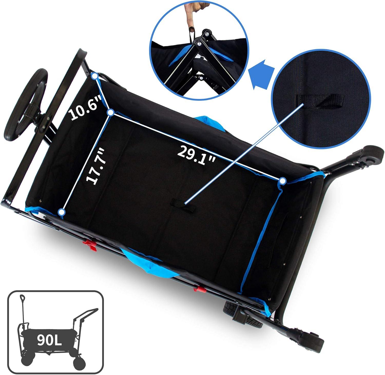 Black and Blue Heavy Duty Folding Wagon with Iron Frame