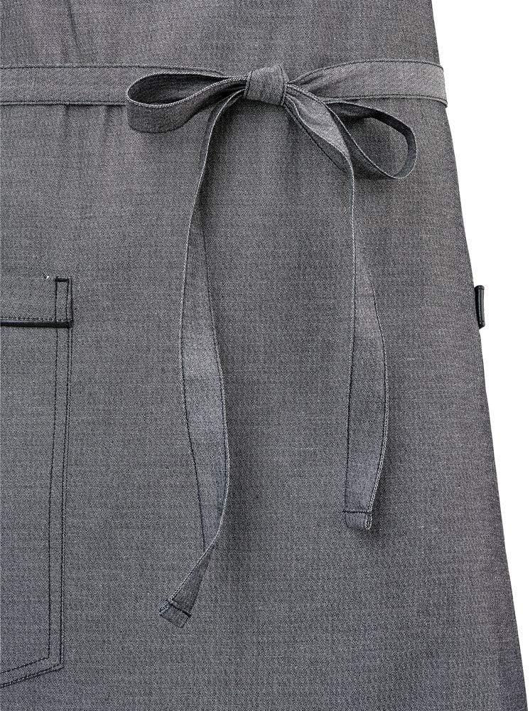 Mercer Culinary Metro Edge Renegade Bib Server Apron, Black Denim with Brown Leather Straps