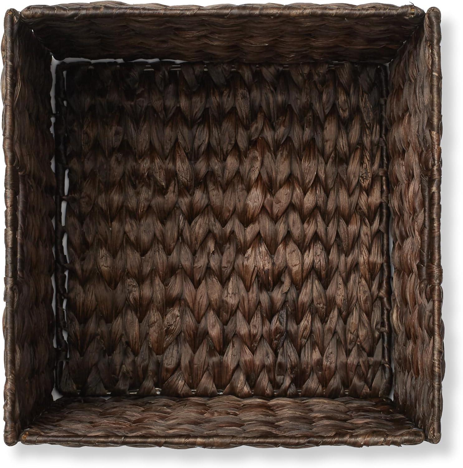 Casafield 12" x 12" Water Hyacinth Storage Baskets - Set of 2 Collapsible Cubes, Woven Bin Organizers for Bathroom, Bedroom, Laundry, Pantry, Shelves