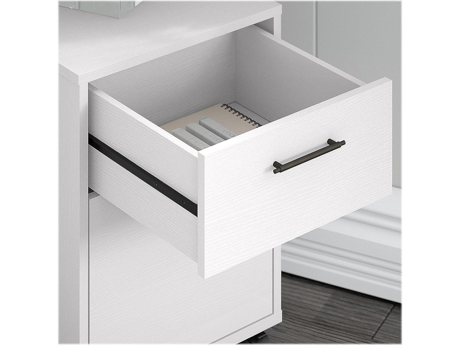 Casual Farmhouse 60W L-Shaped Desk Set in Pure White Oak