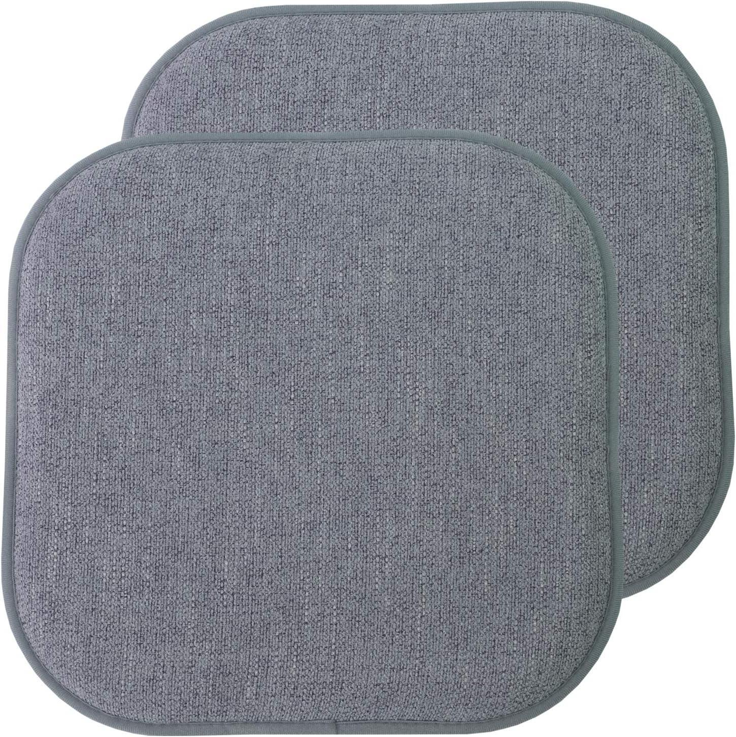 Alexis Gray Memory Foam Skid-Proof Chair Cushions, 16" x 16", 2 Pack