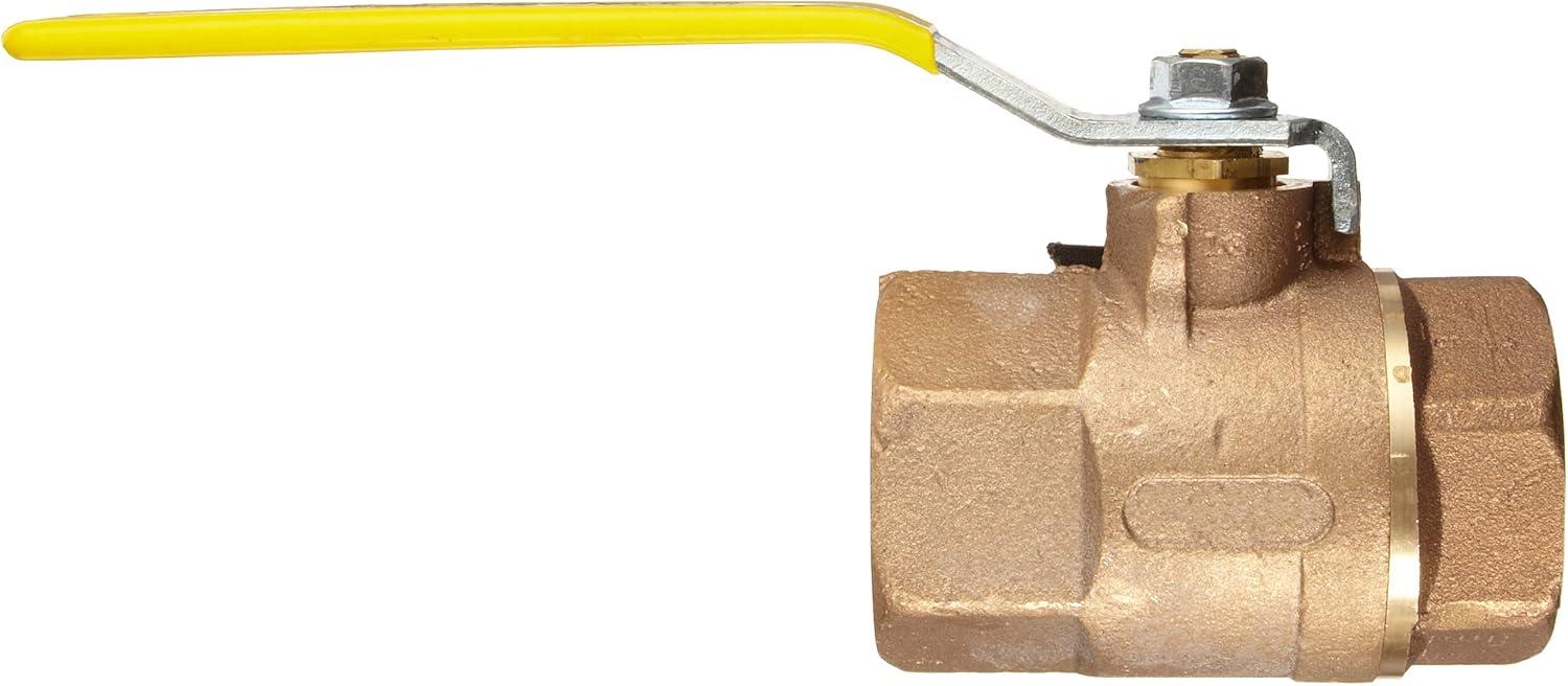 Apollo Bronze Inline Ball Valve with Yellow Lever Handle, 1/2" NPT Female