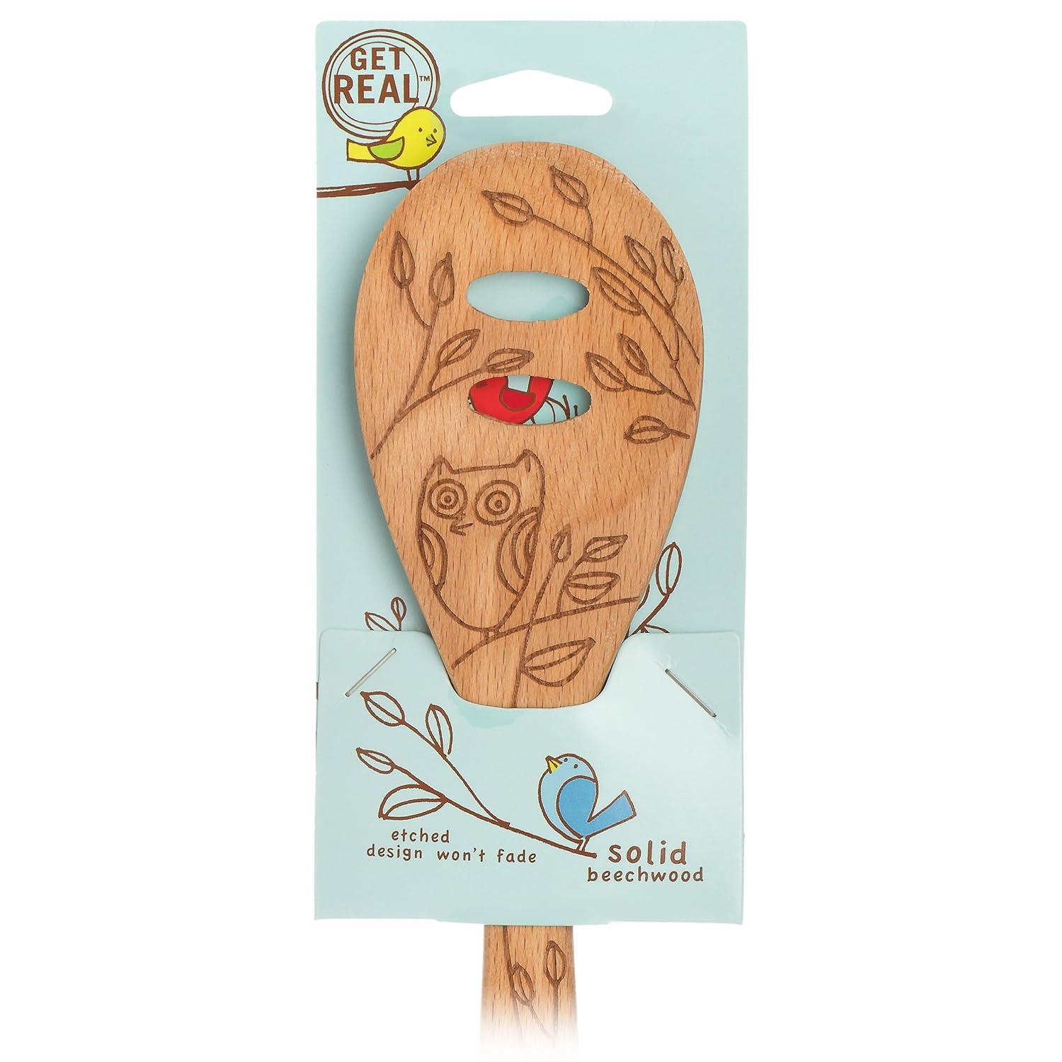 Talisman Designs Laser Etched Beechwood Slotted Spoon, Nature Collection, Set of 1