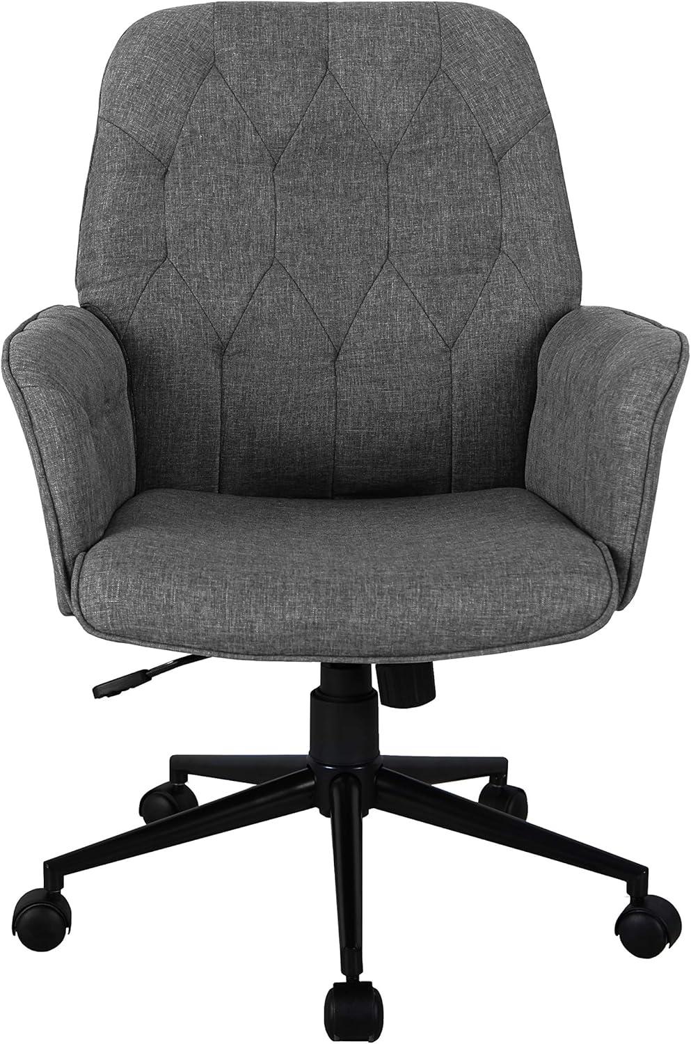 Modern Upholstered Tufted Office Chair with Arms Gray - Techni Mobili