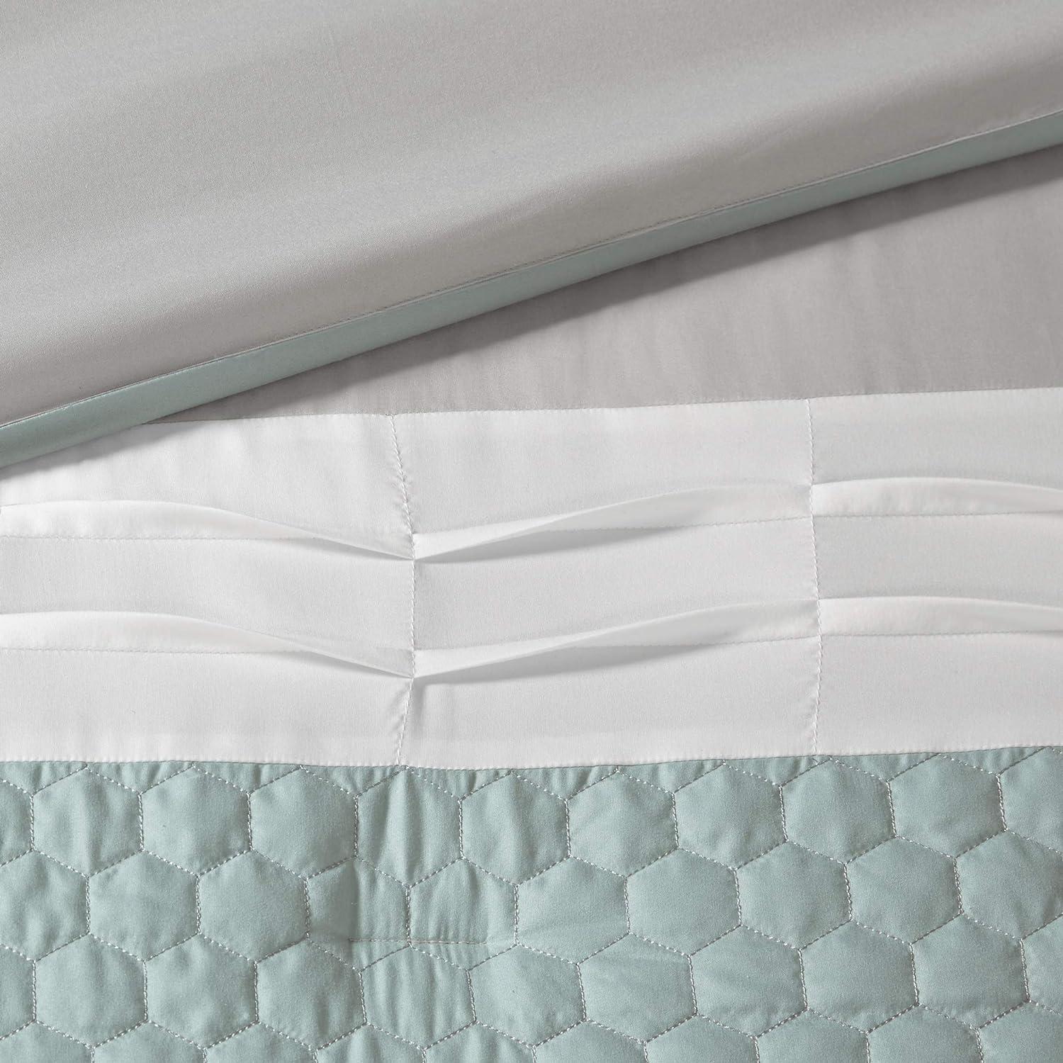 Seafoam and Gray Queen Microfiber 8-Piece Comforter Set