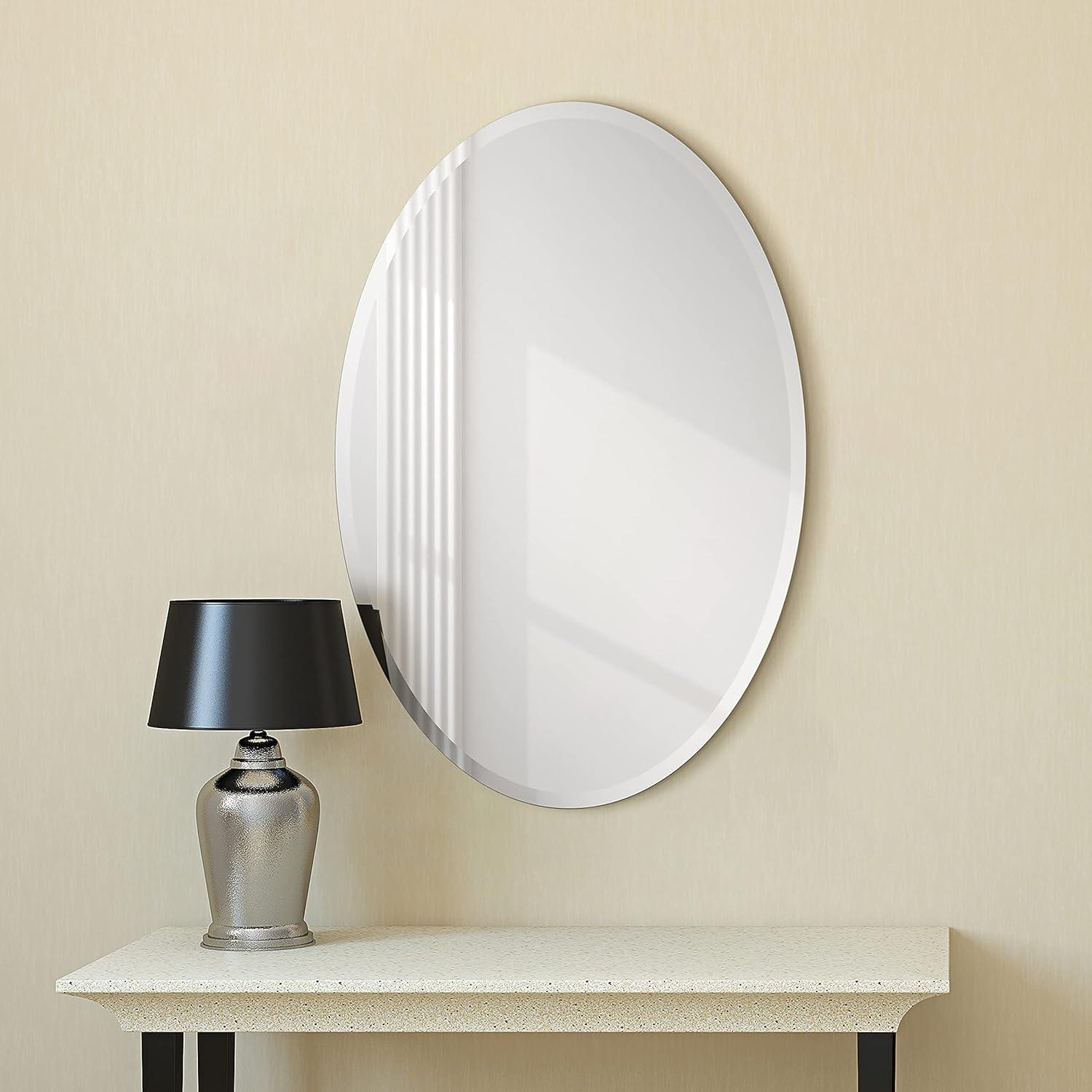 Empire Art Direct  24 x 36 in. Frameless Beveled Oval Wall Mirror - 1 in. Beveled Edge