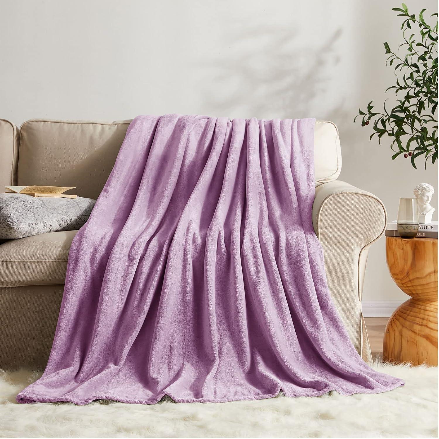 Lilac Fleece Reversible Throw Blanket for Pets and Baby