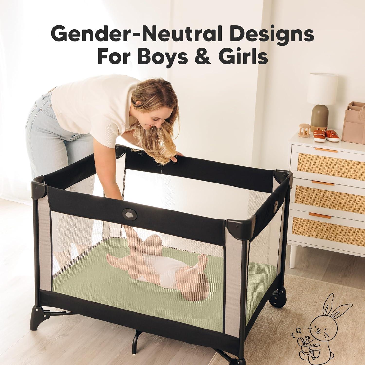 KeaBabies 2pk Soothe Waterproof Fitted Mini Crib Sheets for Girl, Boy, 100% Organic Soft Cotton Pack and Play Sheets (Oregano)