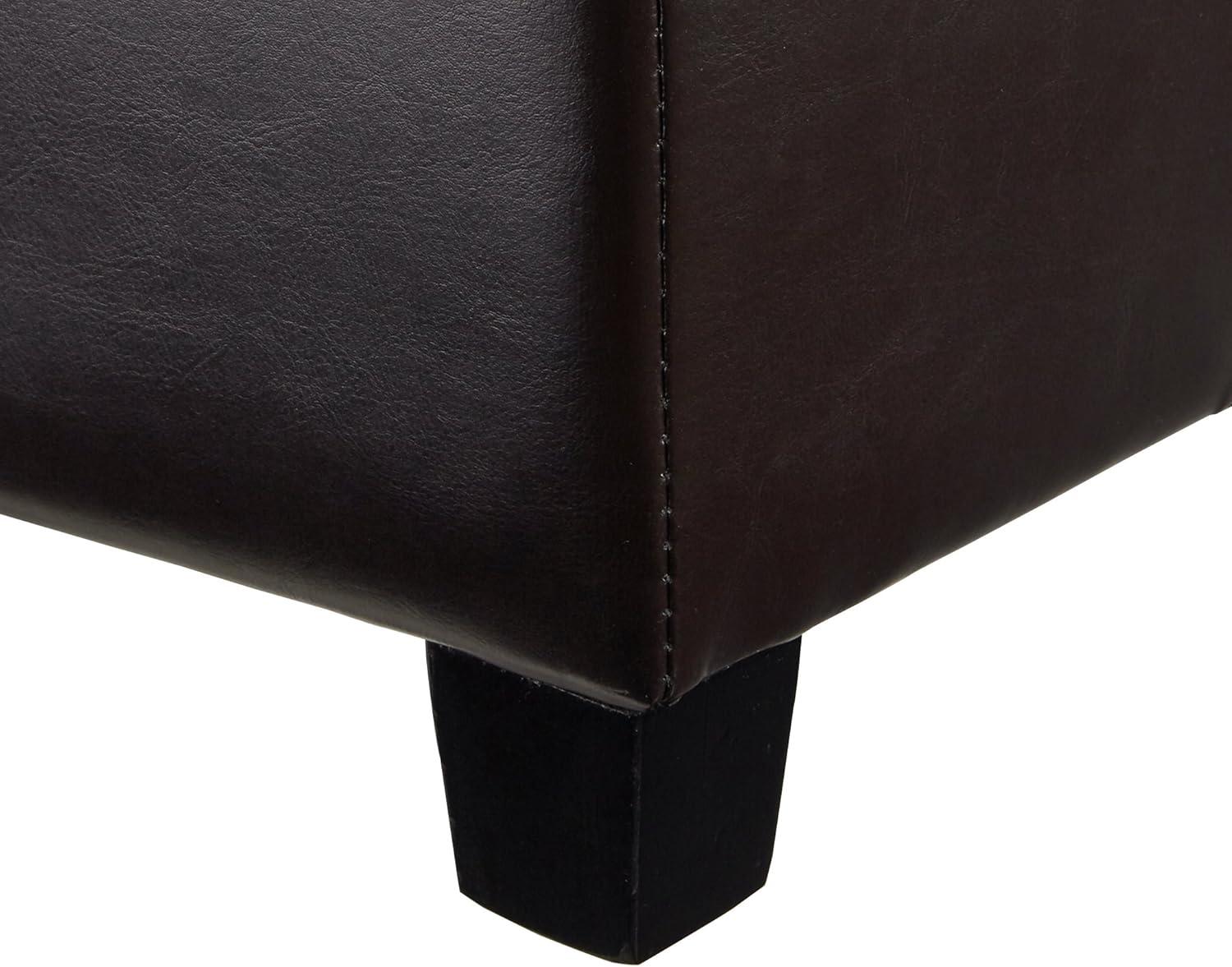 Russet Brown Faux Leather Rectangular Storage Ottoman