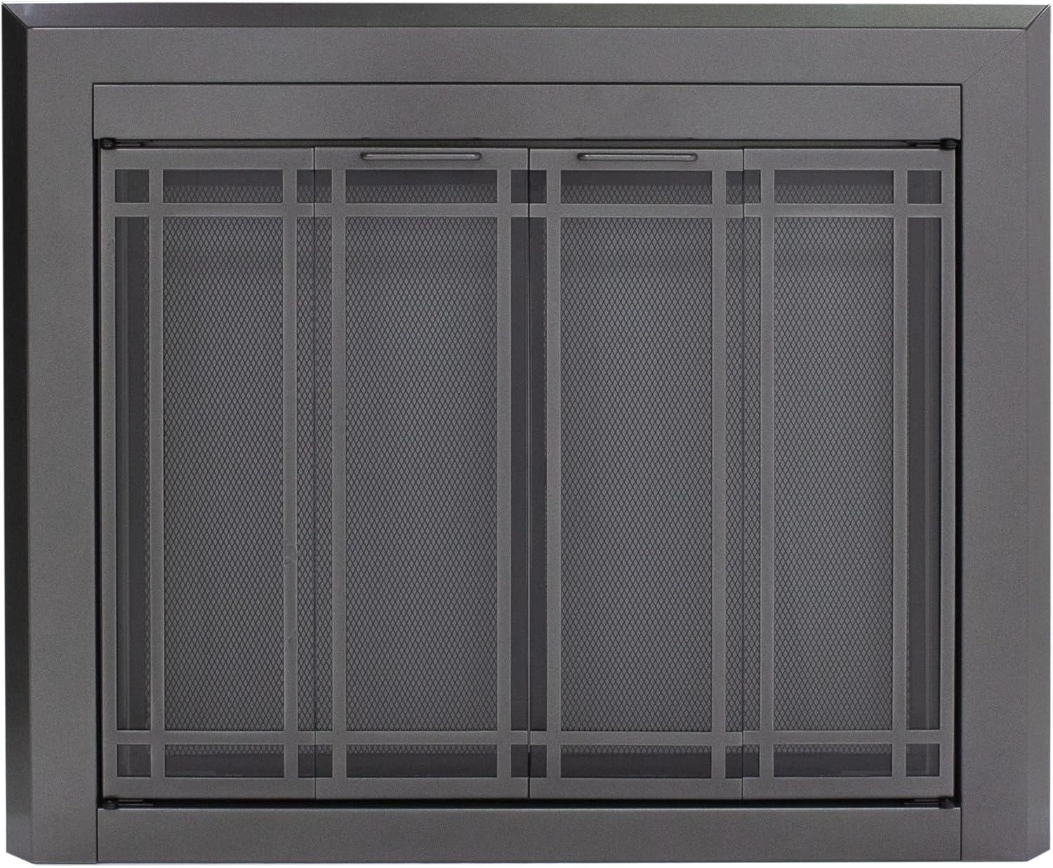 Gunmetal Bifold Fireplace Glass Door with Tempered Glass