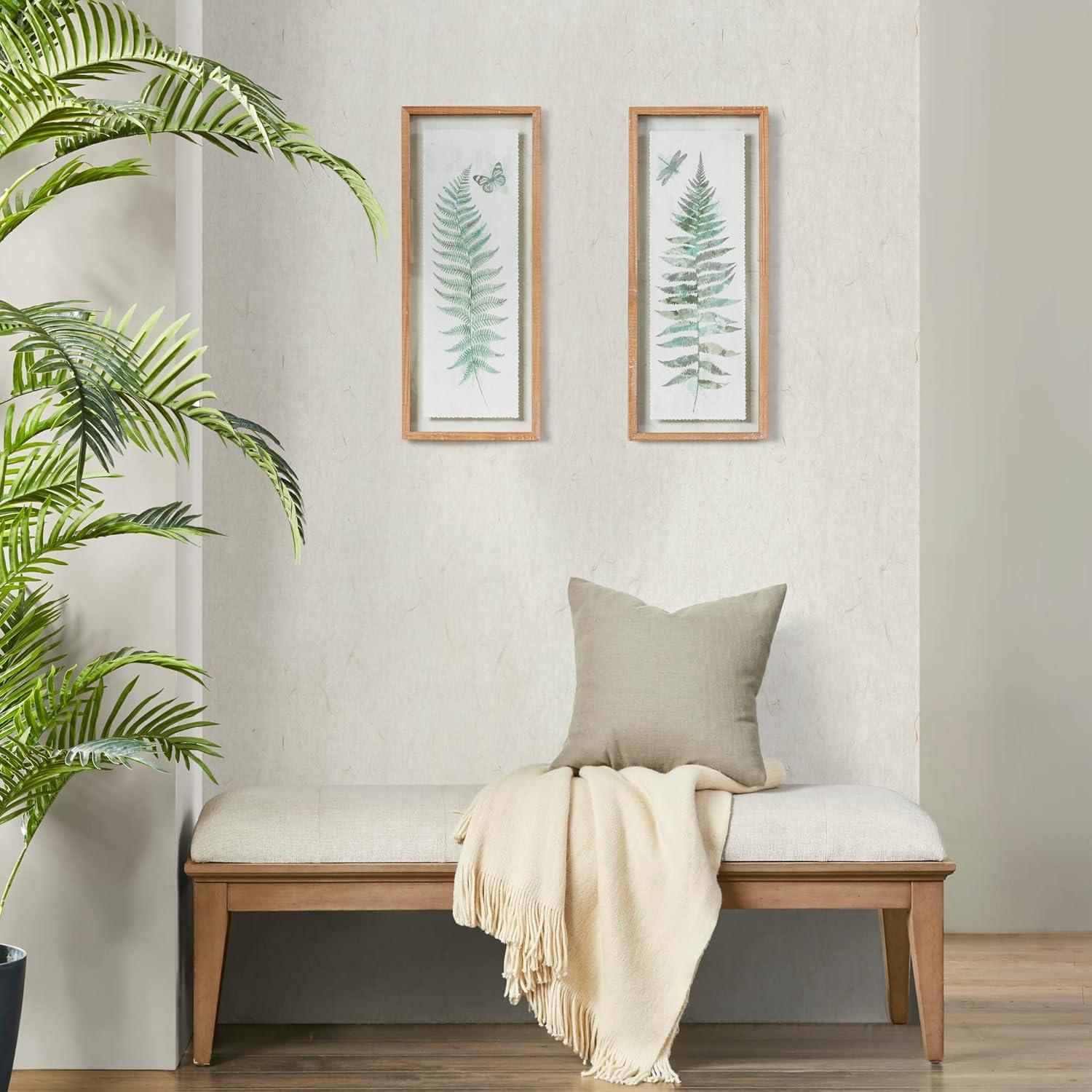 2pc Linden Fern Framed Wall Decor Art Set Natural - Madison Park