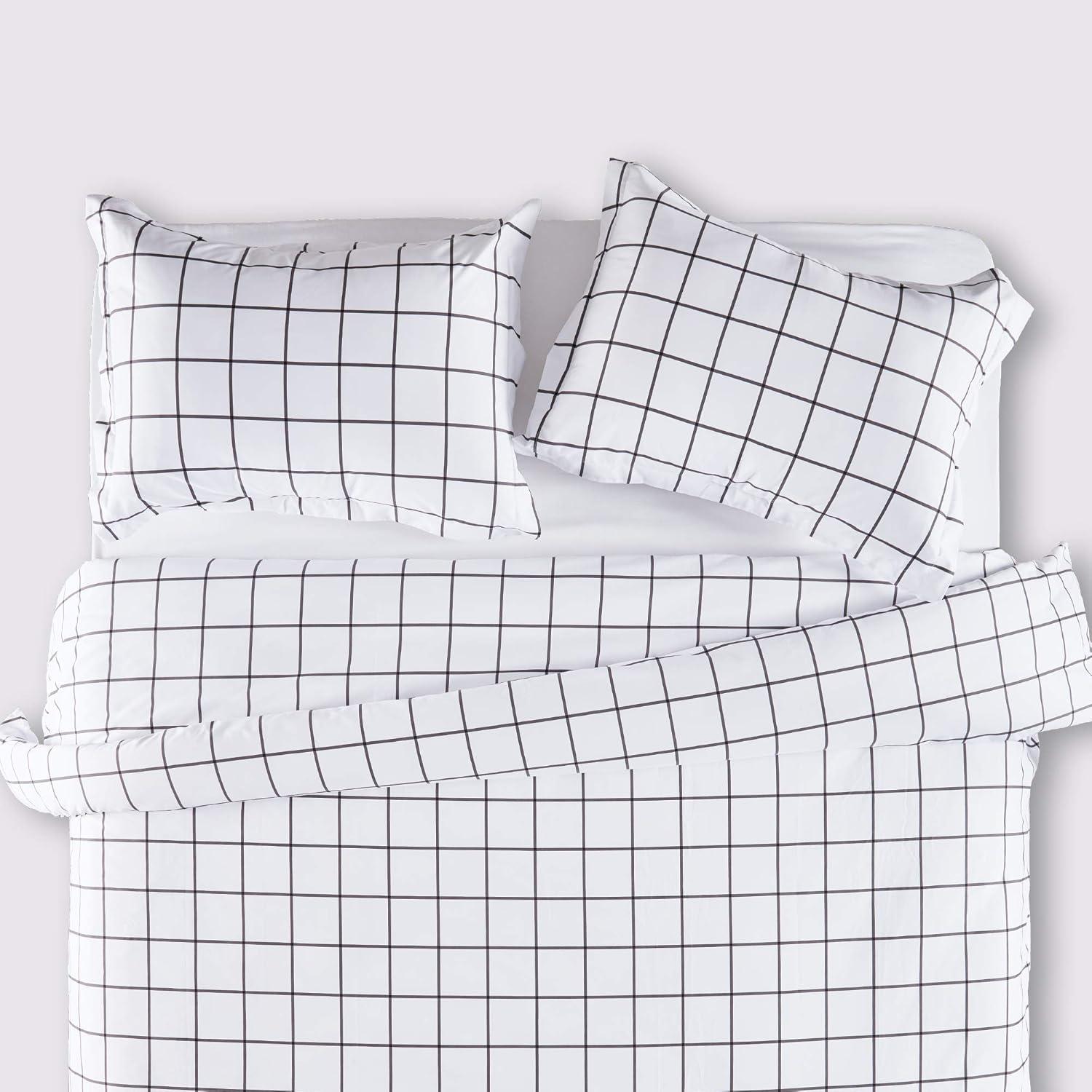 Sleep Zone Twill Plaid Duvet Cover Set