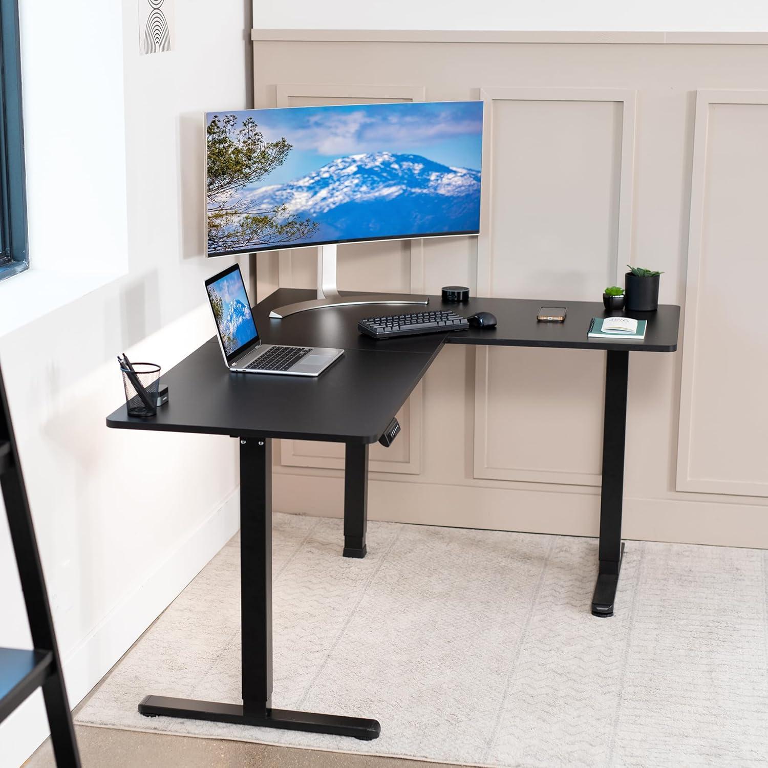 VIVO Black Electric 63" x 47" Corner Standing Desk