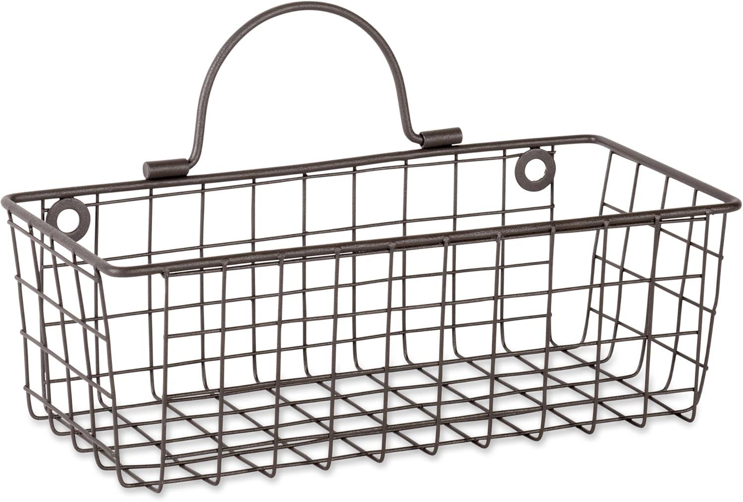 Bronze Rectangular Iron Wire Wall Storage Baskets, Set of 2