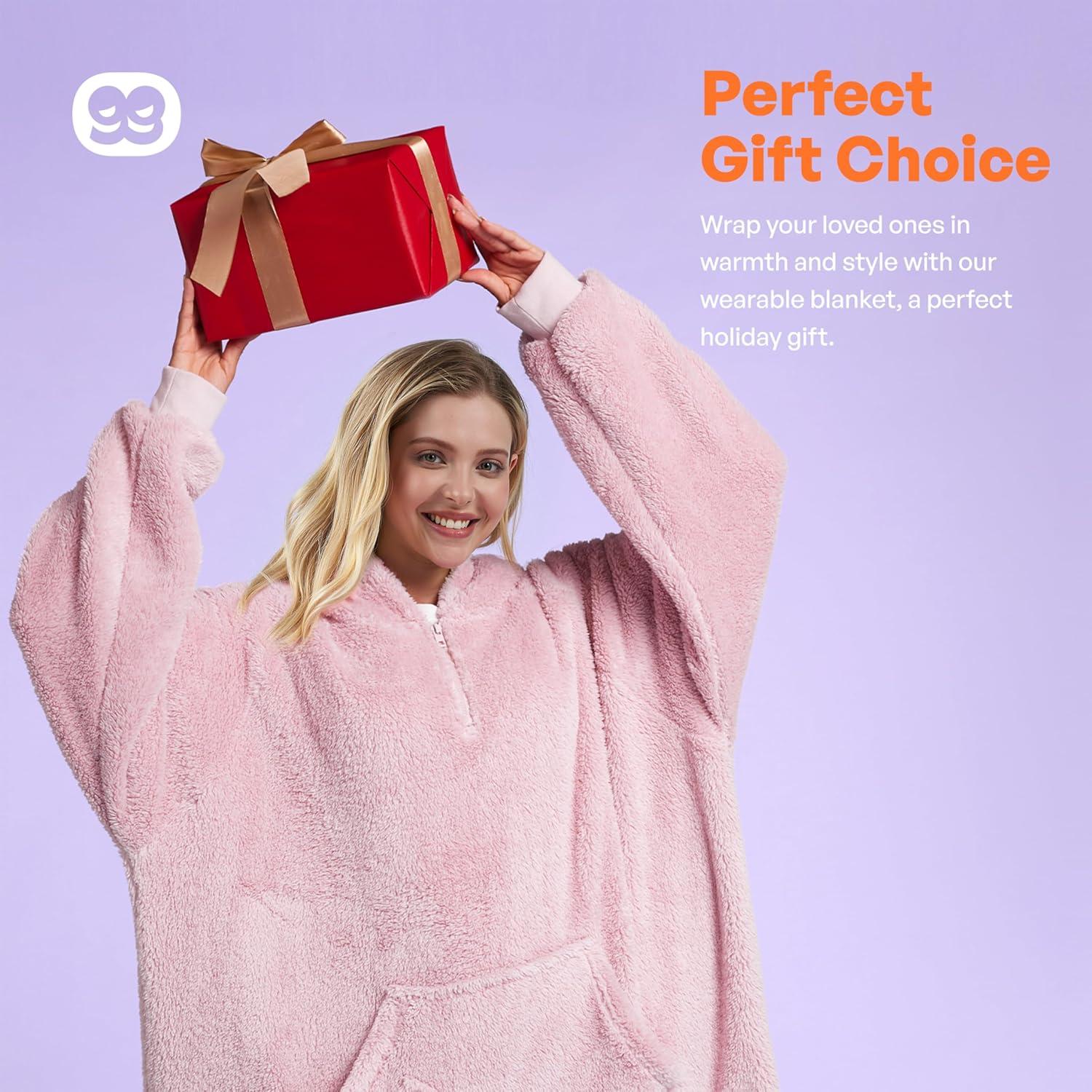 Bedsure Bedsure Wearable Blanket Hoodie Gifts For Women - Cozy Sherpa Hoodie Blanket For Adult Men, Warm Hooded Blanket Sweatshirt