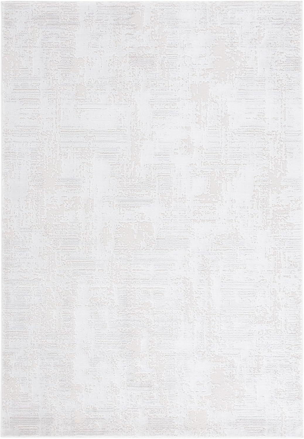 Ivory and Light Grey Abstract Square Area Rug