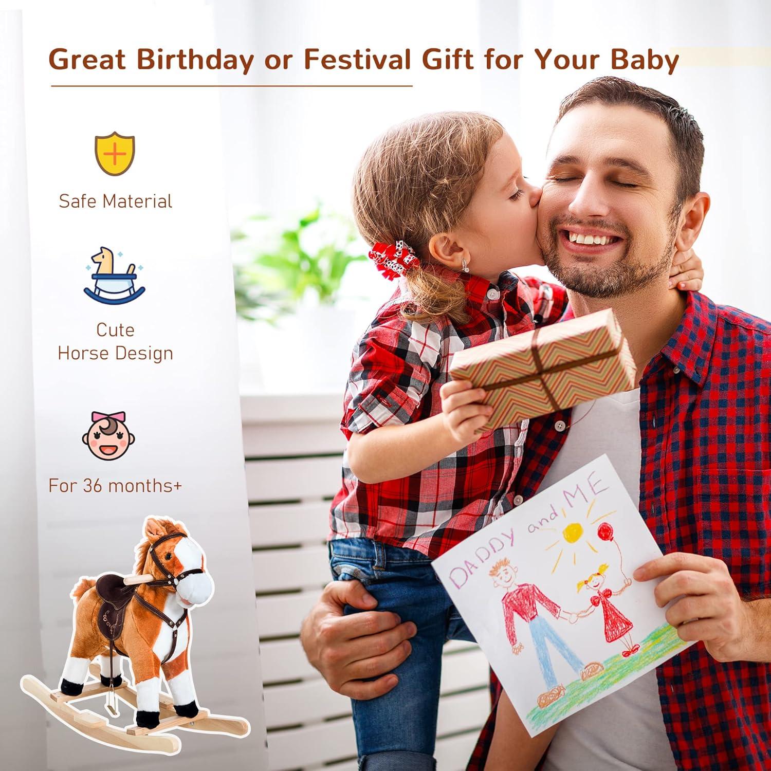 Qaba Kids Plush Toy Rocking Horse