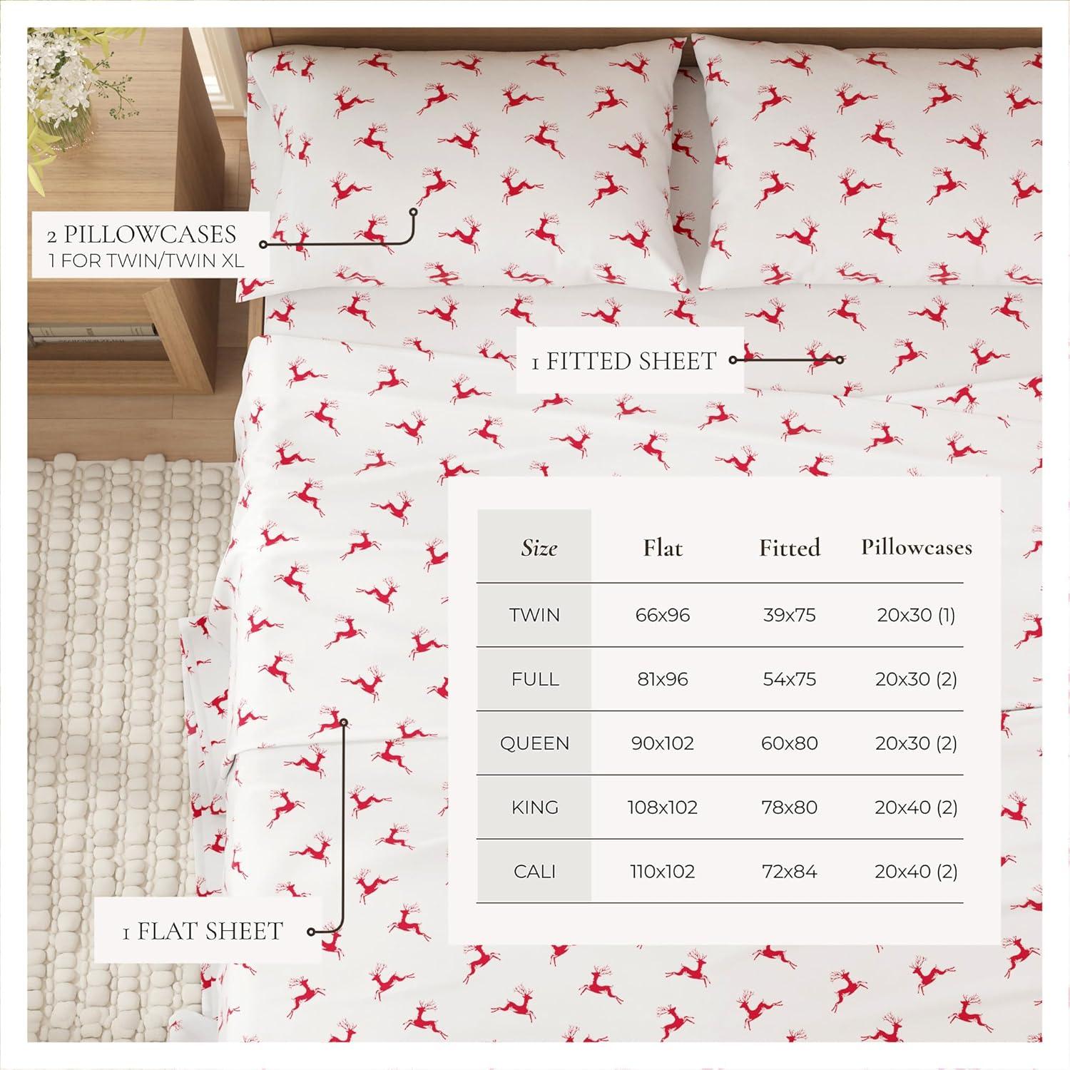FreshFolds 100% Turkish Cotton Holiday Printed Flannel Sheet Set