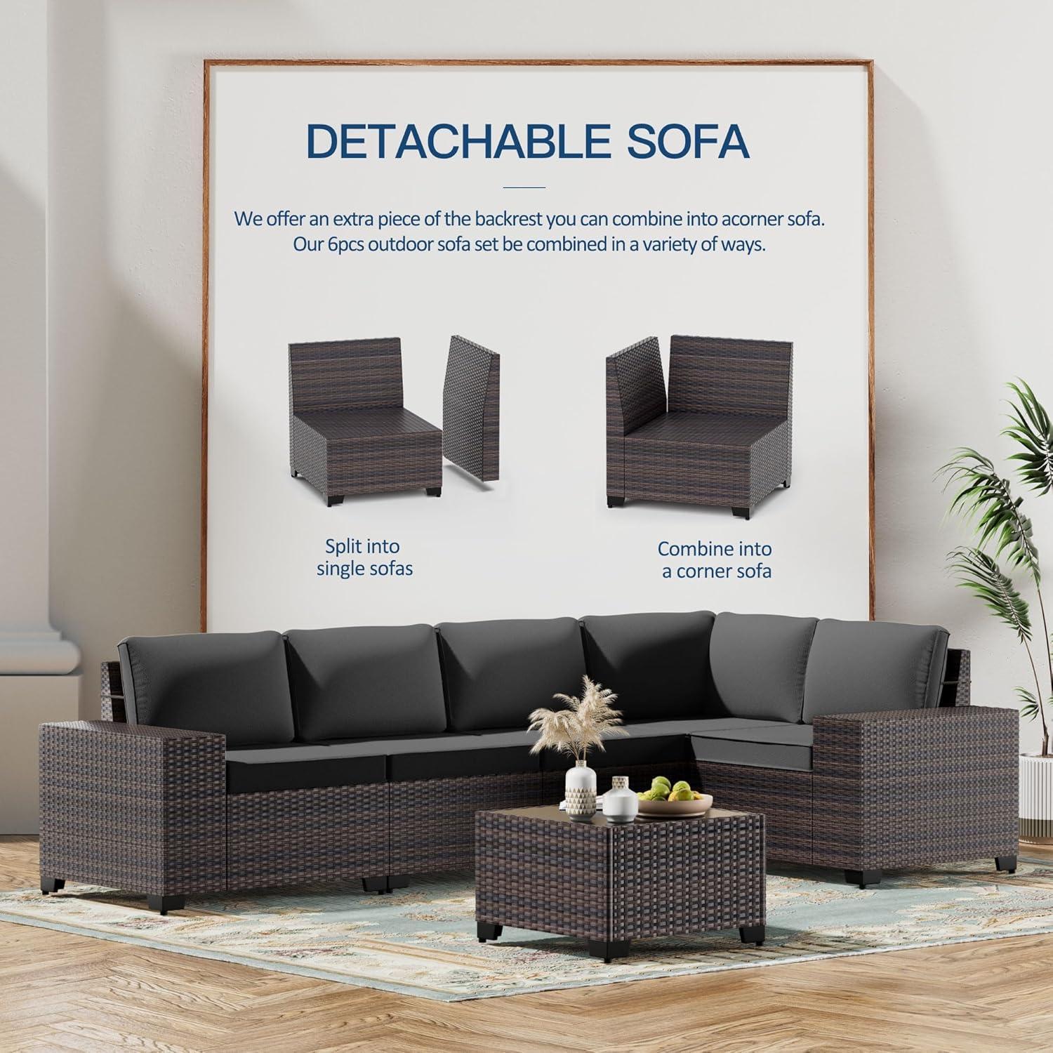 Kullavik 12PCS Outdoor Patio Furniture Set PE Wicker Rattan Sectional Sofa Patio Conversation Sets,Navy Blue