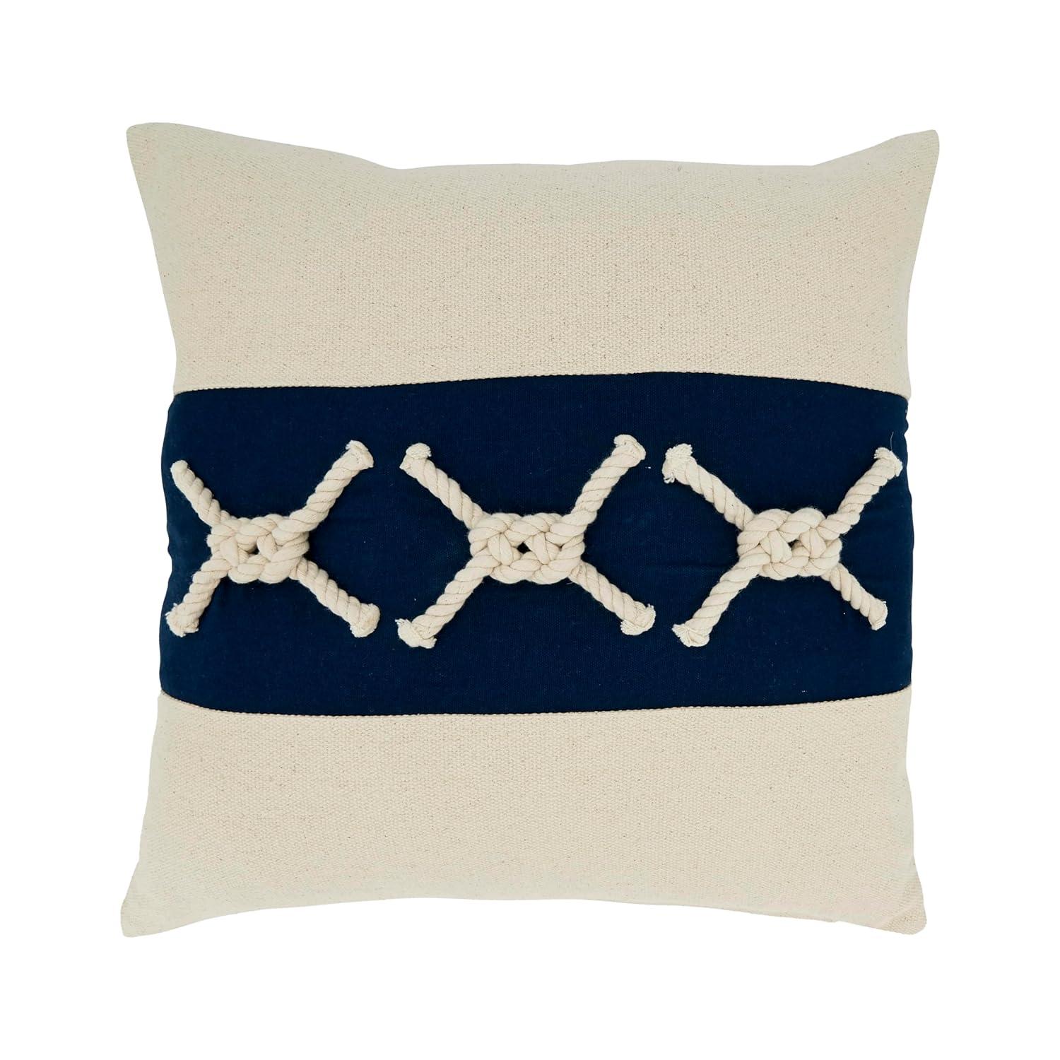 Saro Naviguer Collection Appliqued Cotton Throw Pillow