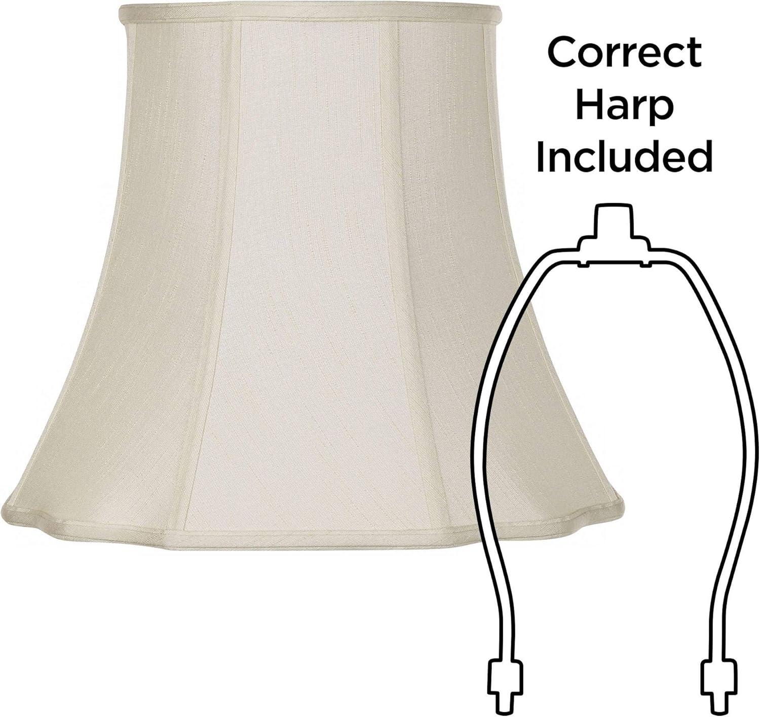 Creme Medium Bell Cut Corner Lamp Shade with Harp and Finial