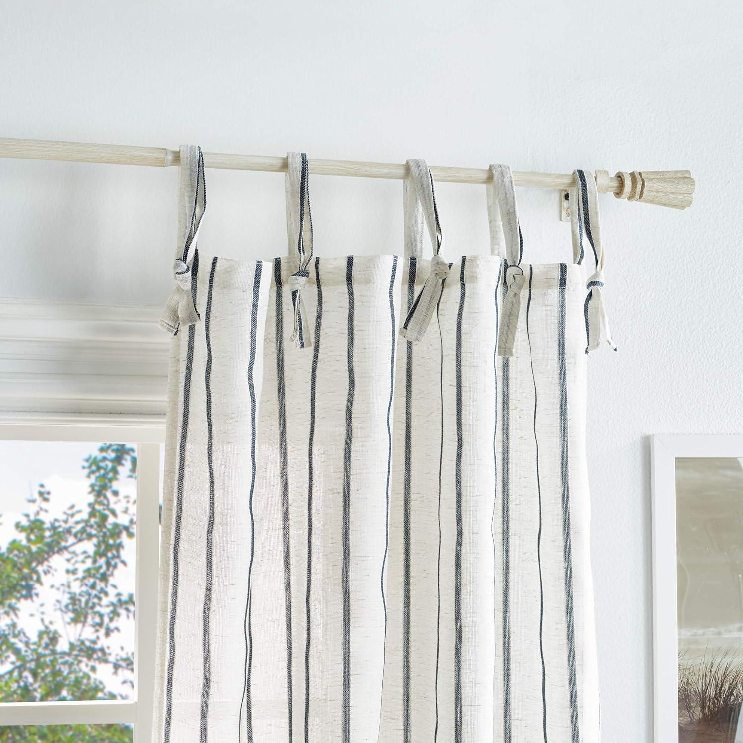 Martha Stewart Laguna Striped Semi-Sheer Tab Top Curtain Panel Pair (Set of 2) (Set of 2)