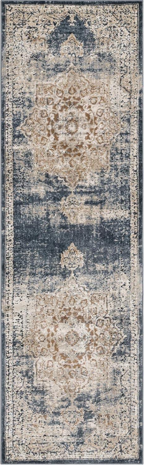 Unique Loom Chateau Collection Area Rug - Roosevelt (6' 1" x 9' Rectangle Slate Blue/Beige)