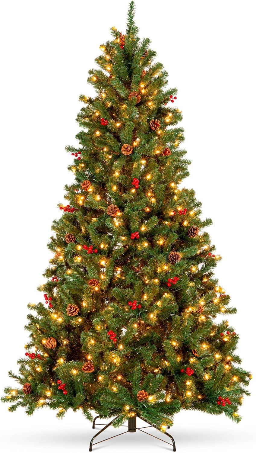 Best Choice Products Pre-Lit Pre-Decorated Holiday Spruce Christmas Tree w/ Tips, Lights, Metal Base