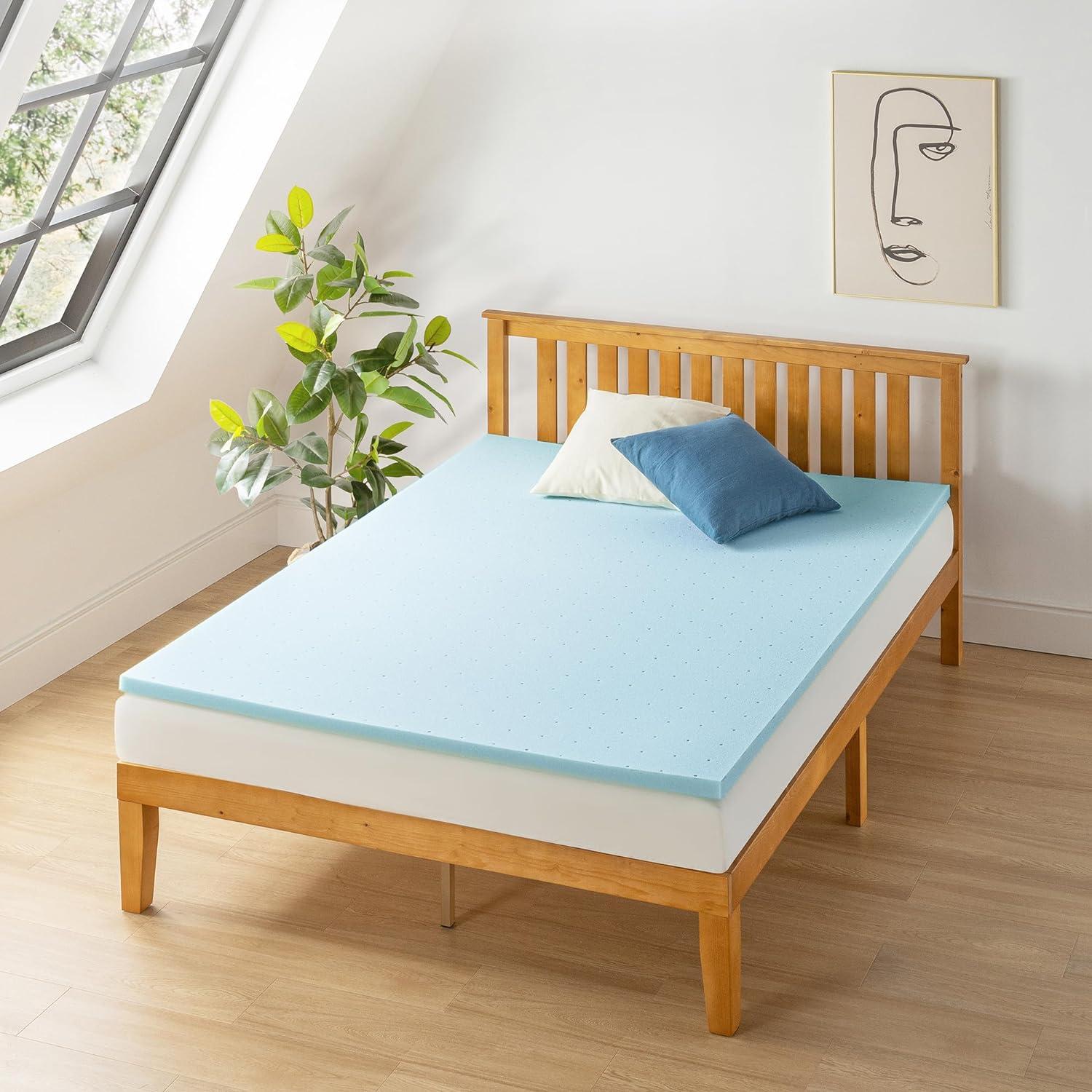 Twin Blue Gel-Infused Memory Foam Mattress Topper