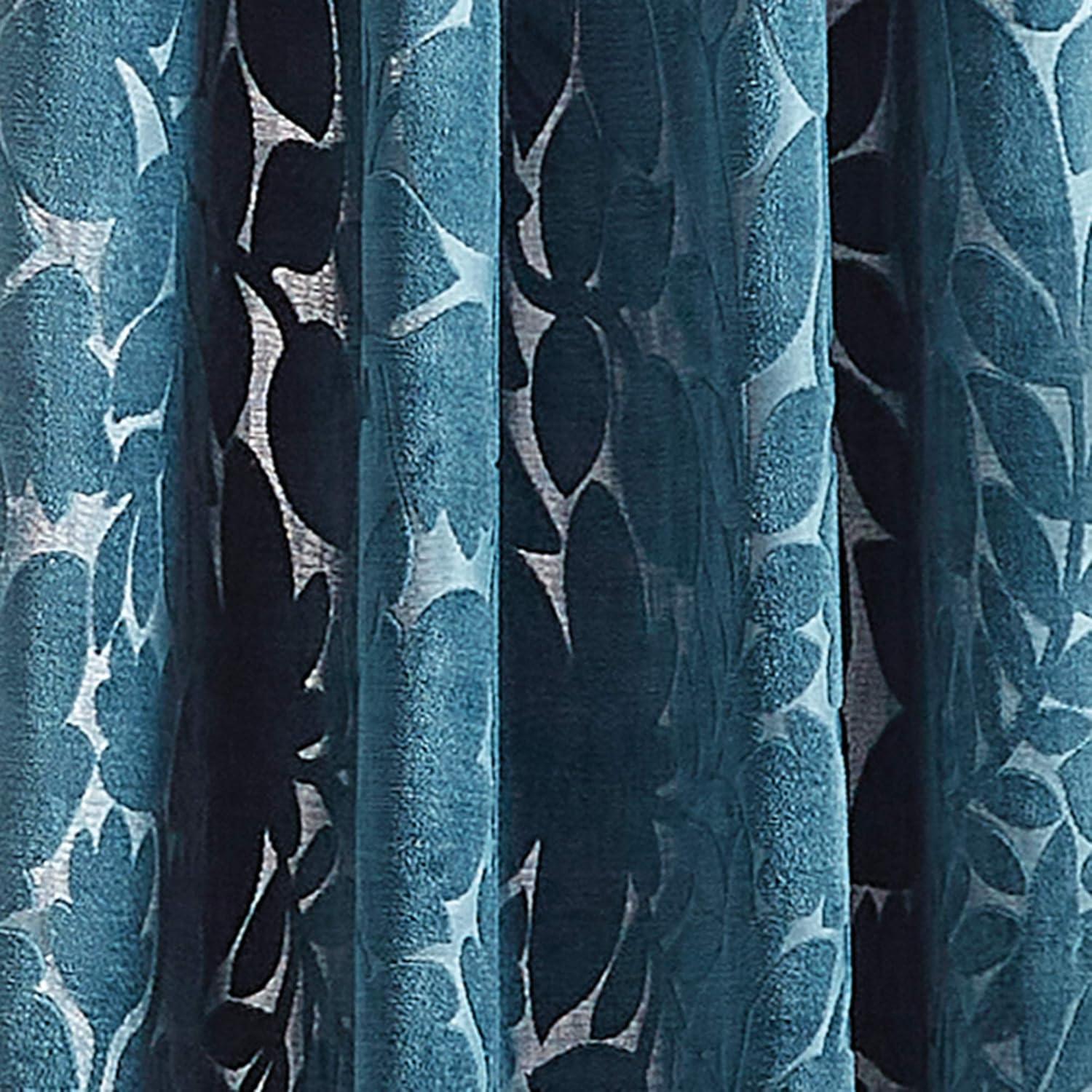 Martha Stewart Sherwood Velvet Grommet Teal Curtain Panel Pair