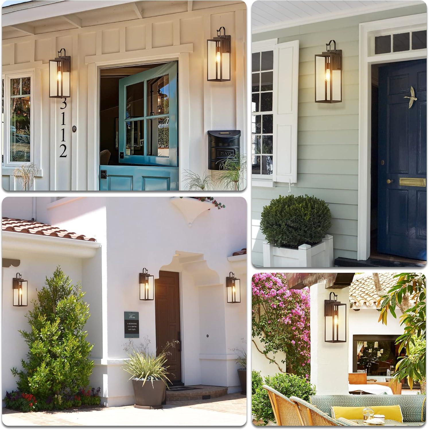 17 Stories Extra Large Size Outdoor Wall Lights, 22.5 Inch Matte Black Oversized Exterior Light Fixture With Clear Glass Shade, Front Porch Lighting, Modern Sconce Lantern For House, Garage