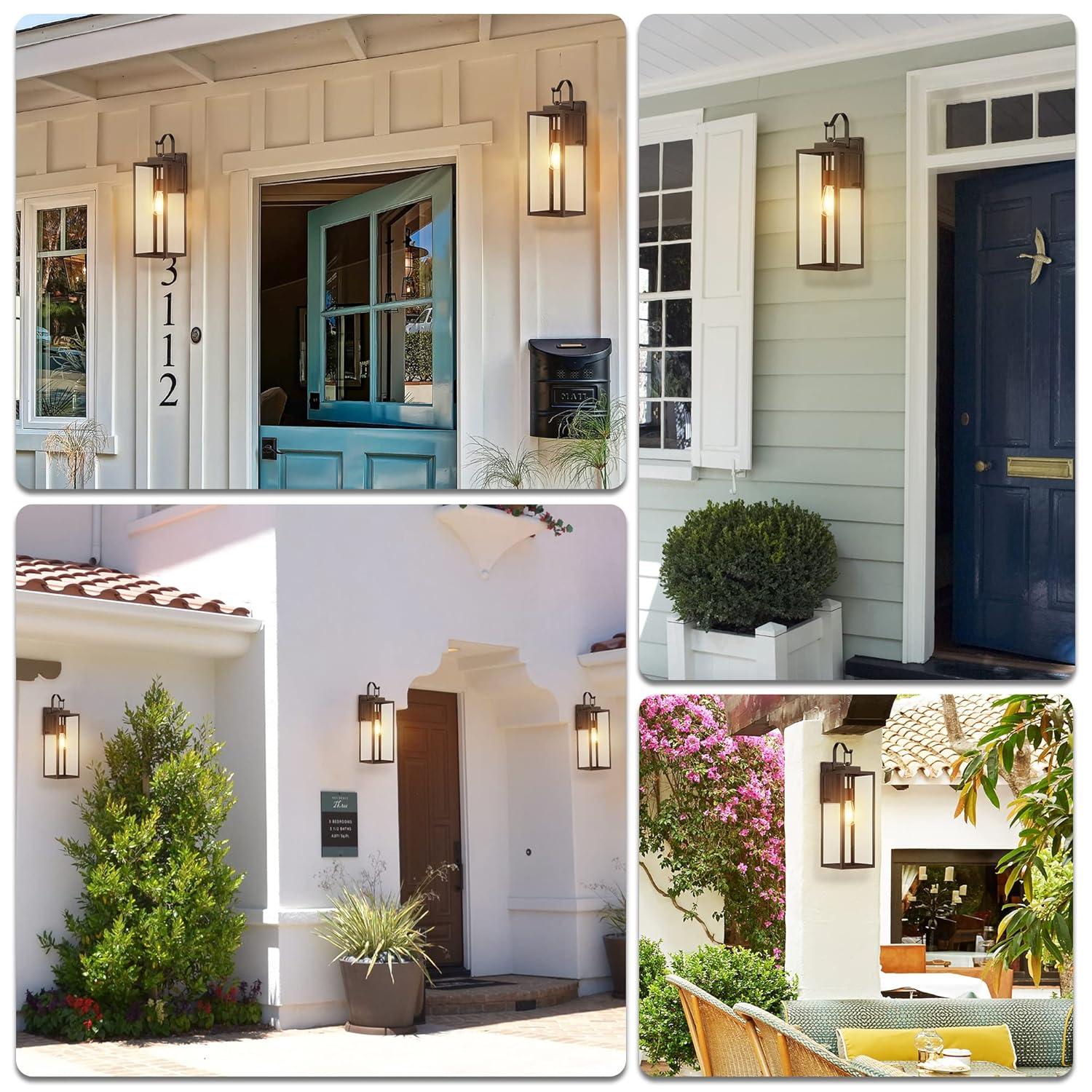 17 Stories Extra Large Size Outdoor Wall Lights, 22.5 Inch Matte Black Oversized Exterior Light Fixture With Clear Glass Shade, Front Porch Lighting, Modern Sconce Lantern For House, Garage