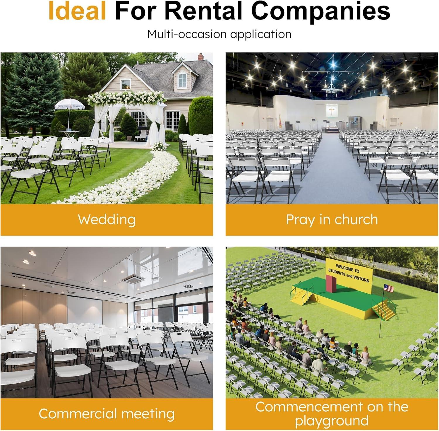 Ktaxon 4 Packs Portable Plastic Folding Chair w/ Handle White for Party Wedding Camping Picnic, Adult, Outdoor and Indoor Portable Chairs, Plstic Chairs