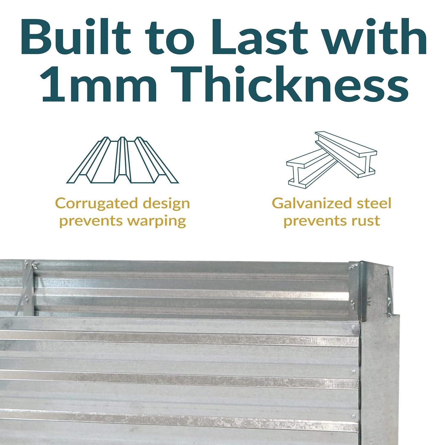 Sunnydaze Outdoor Galvanized Steel L-Shaped Raised Garden Bed for Plants, Vegetables, and Flowers - 59.5" - Silver