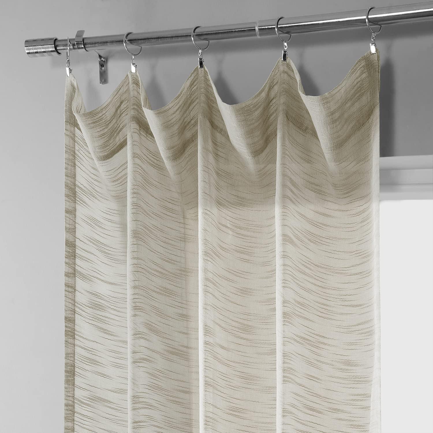 Open Weave Natural Linen Sheer Curtain (1 Panel), Open Weave Natural, 50W X 120L