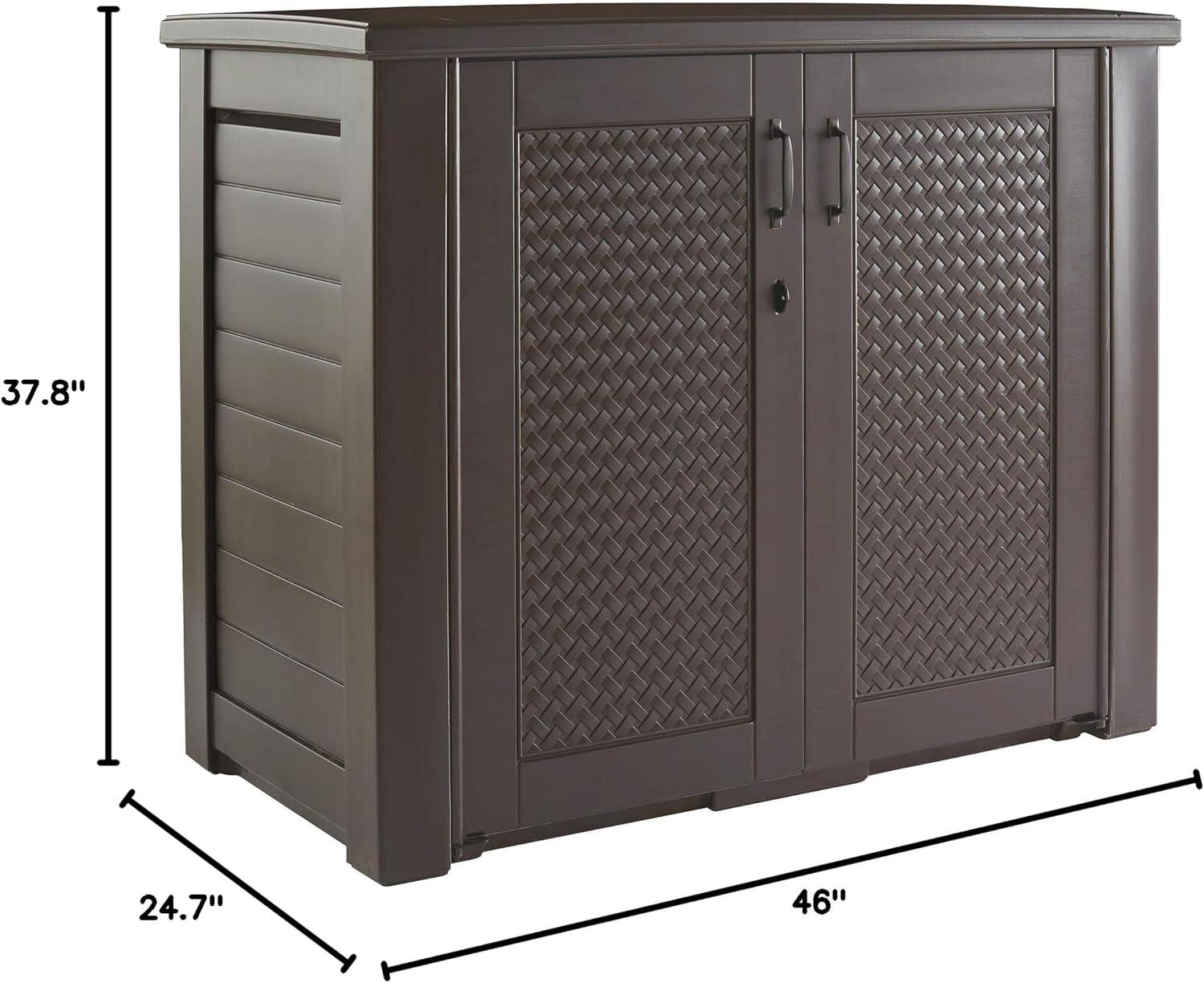 Rubbermaid Patio Chic Outdoor Resin Storage Cabinet, 123 Gallons, Dark Teak